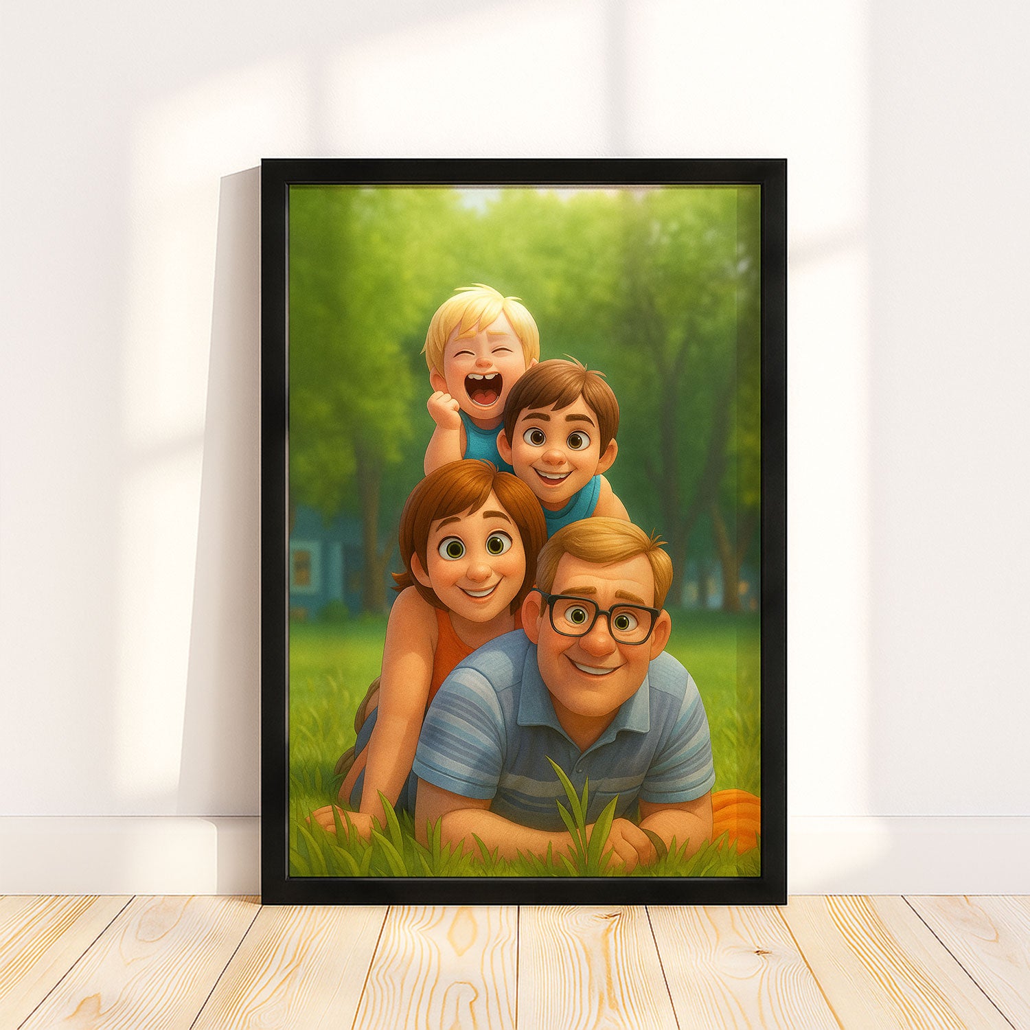 Heartwarming Cartoon Portrait of Mother and Daughter - Perfect Gift for Family Love and Togetherness
 - 1