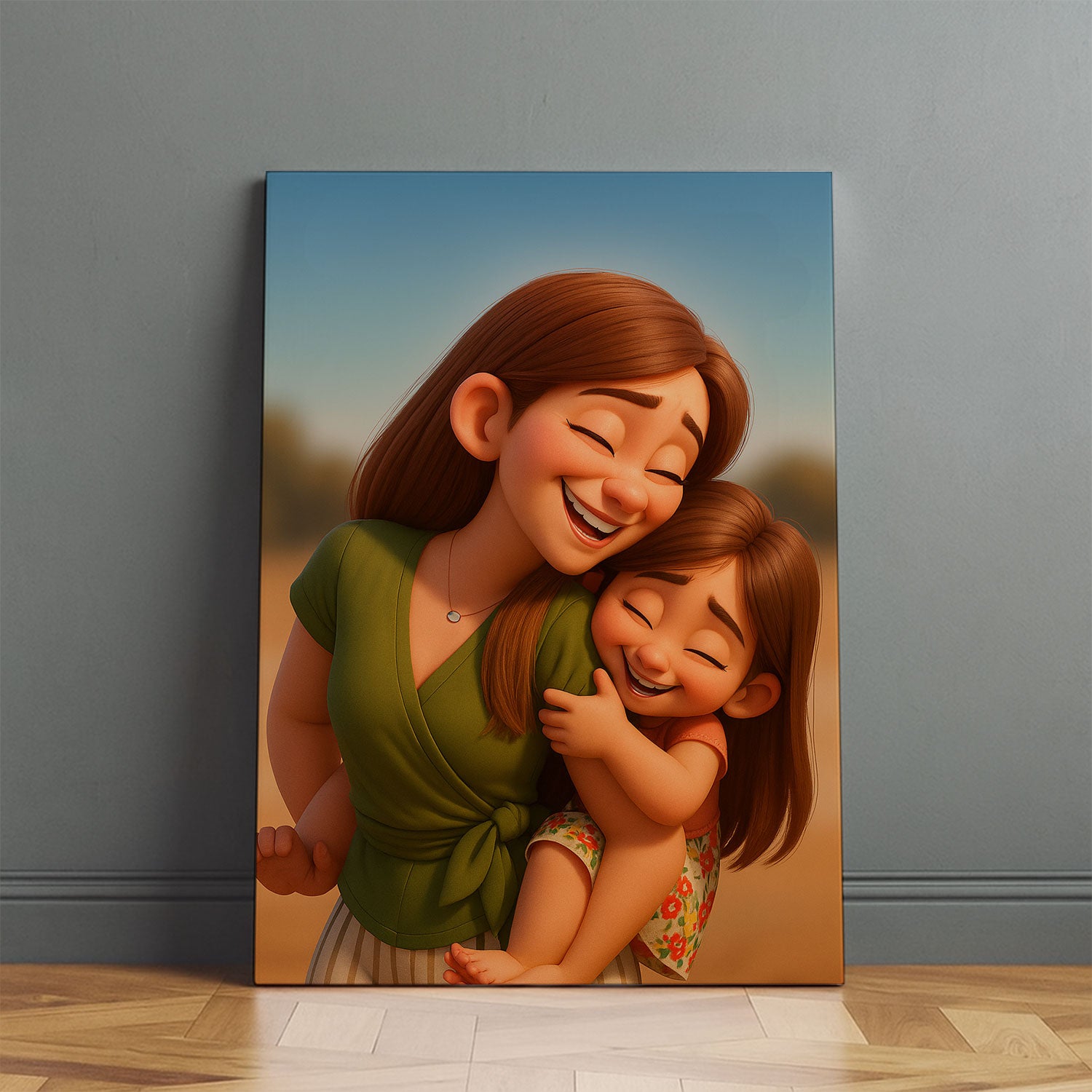 Heartwarming Cartoon Art of Father and Son - Perfect Gift for Dads, Family Decor, and Kids' Rooms
 - 1
