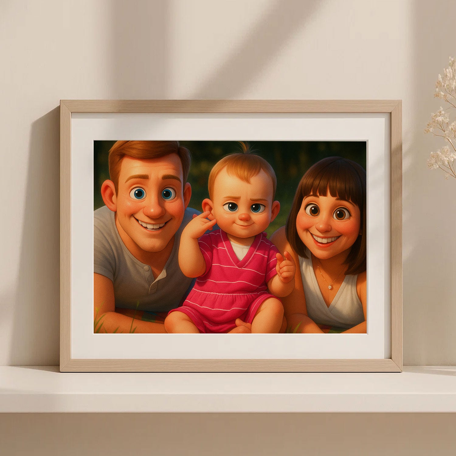 Whimsical Family Portrait - Heartwarming Cartoon Art Featuring Joyful Moments Captured in Vibrant Style
 - 1
