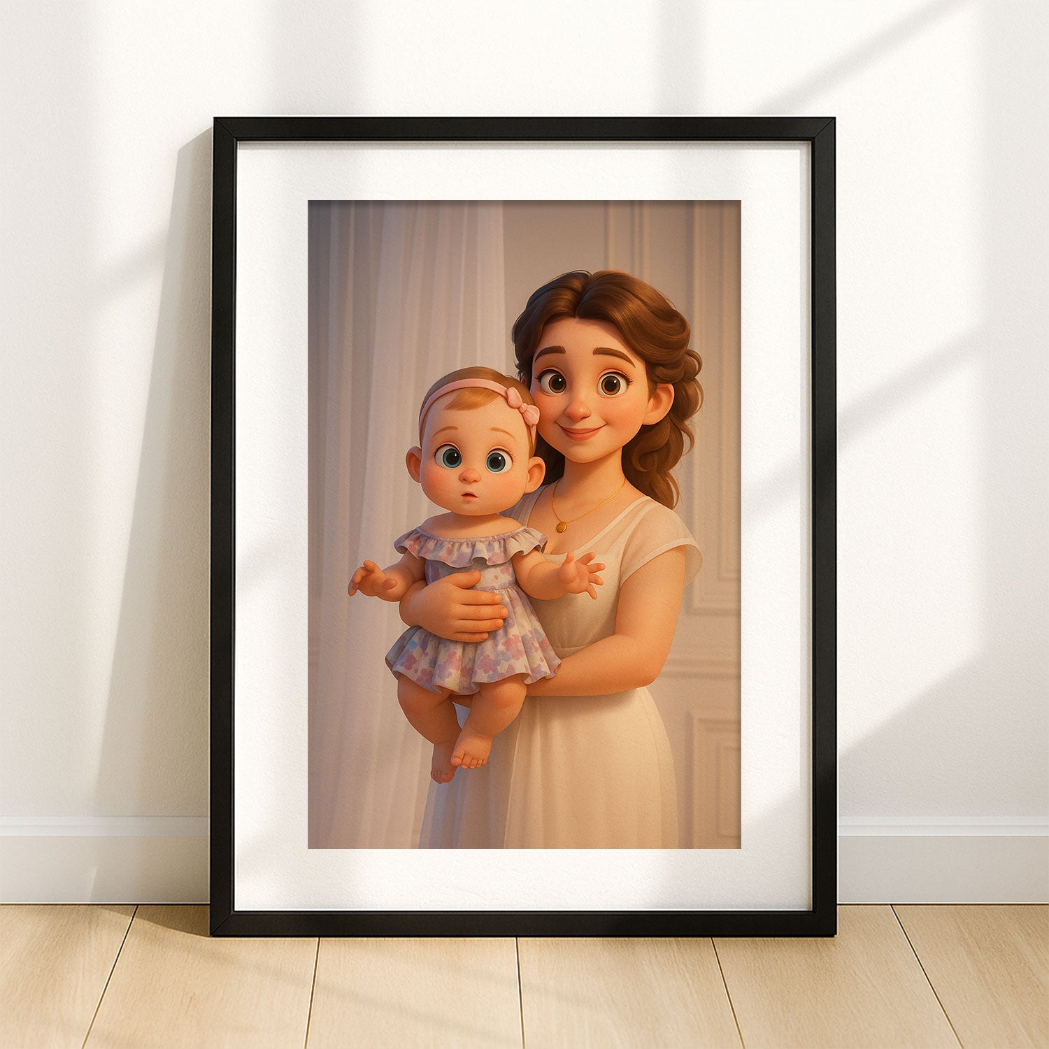 Charming Cartoon Style Mother and Baby Wall Art - Perfect for Nursery Decor and Gifts for New Moms
 - 1