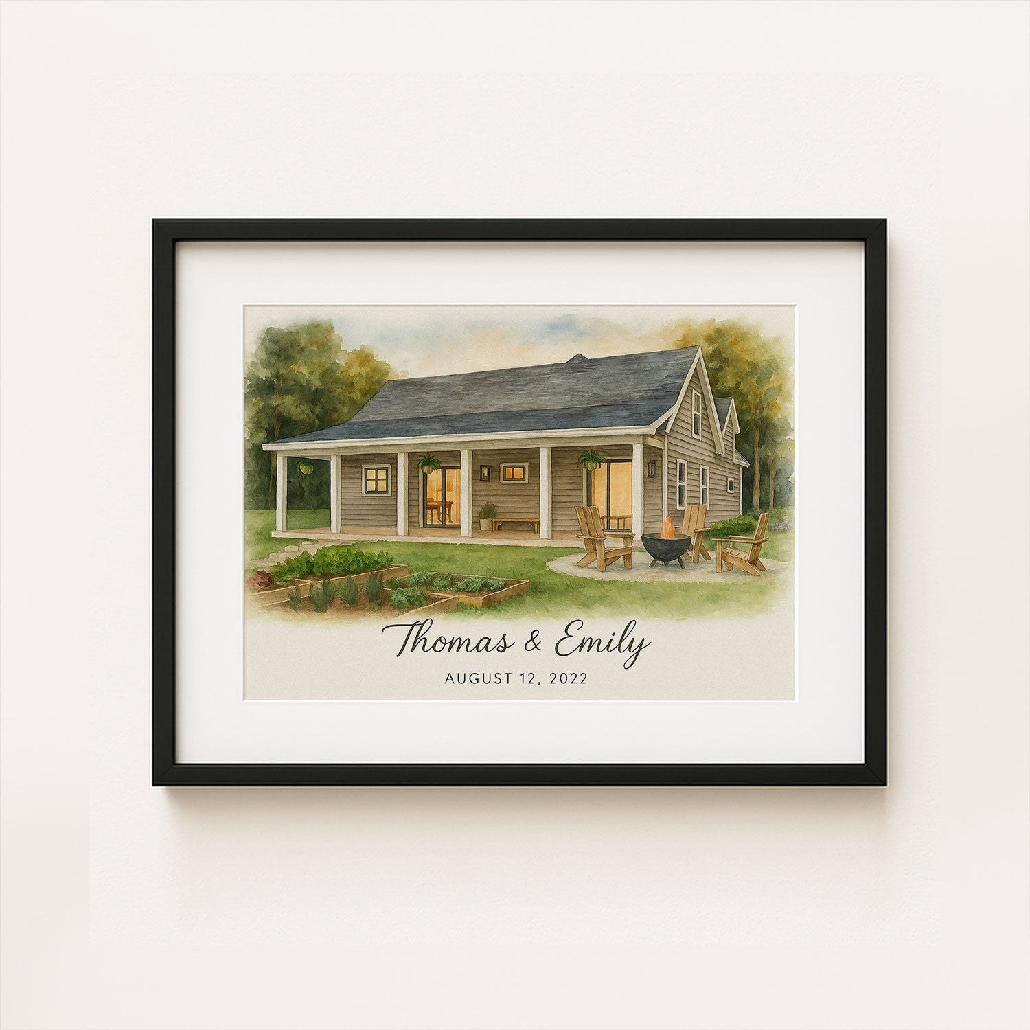 Personalized Watercolor Home Portrait - Our First Home Custom Art for Couples, Perfect Wedding or Housewarming Gift
 - 1