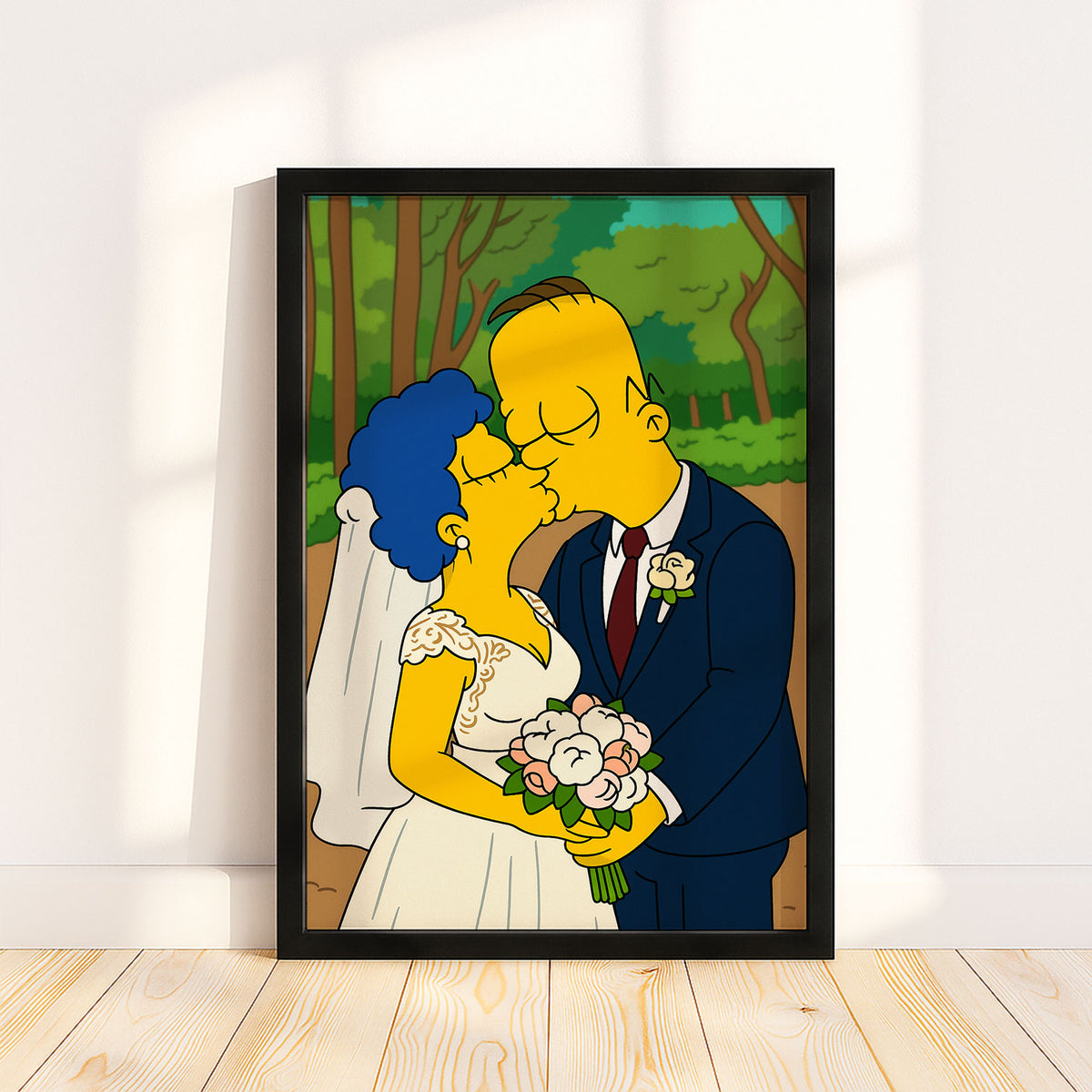 Whimsical Simpsons Wedding Art Print – Celebrate Love with Fun Cartoon Style Decor
 - 1