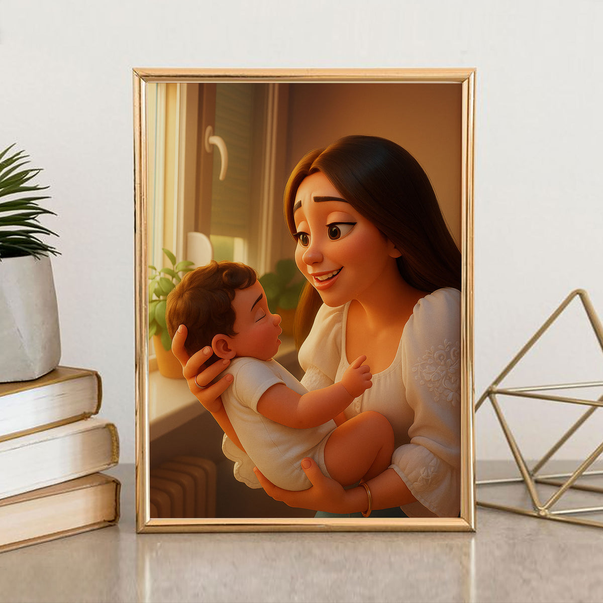 Heartwarming Mother-Daughter Cartoon Artwork: Celebrate Generational Love in Vibrant Illustrated Style for Your Home Decor
 - 1