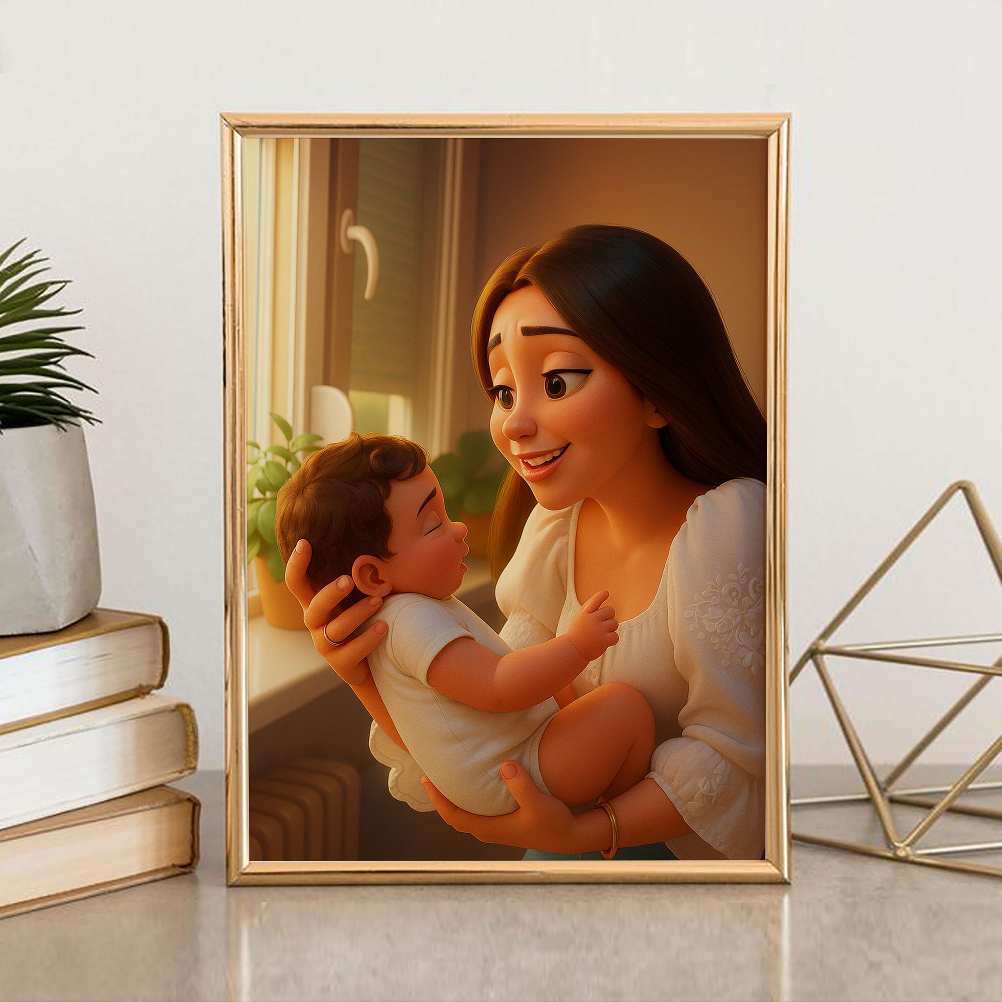 Heartwarming Mother-Daughter Cartoon Artwork: Celebrate Generational Love in Vibrant Illustrated Style for Your Home Decor
 - 1