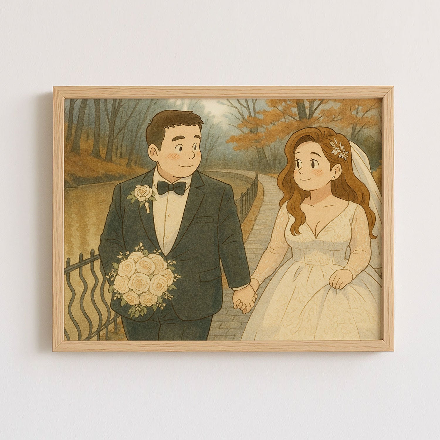 Romantic Wedding Kiss Art Print | Elegant Anime Style Artwork for Home Décor
 - 1
