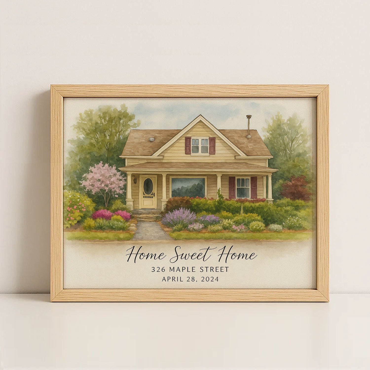 Personalized Watercolor House Portrait for Couples - Custom Art for Home Decor, Anniversary Gift
 - 1
