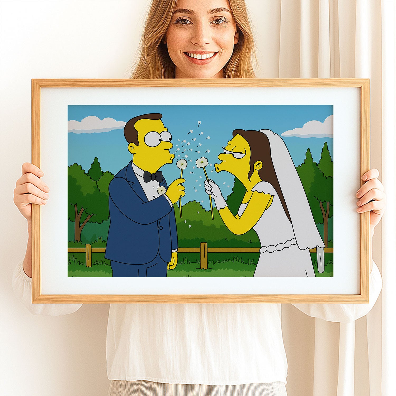 Charming Simpsons Wedding Art Print – Perfect Gift for Animation Lovers and Collectors
 - 1