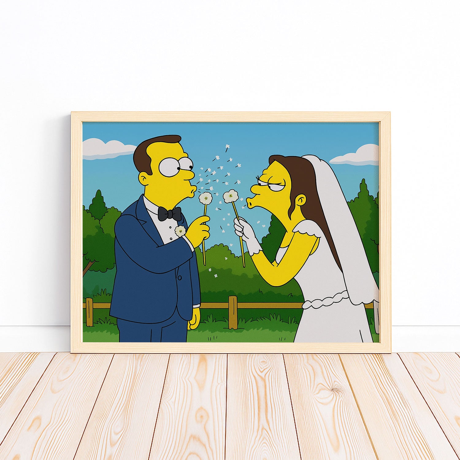 Whimsical Wedding Bliss: Cartoon Bride with Bubbles in Vibrant Illustration Style
 - 1