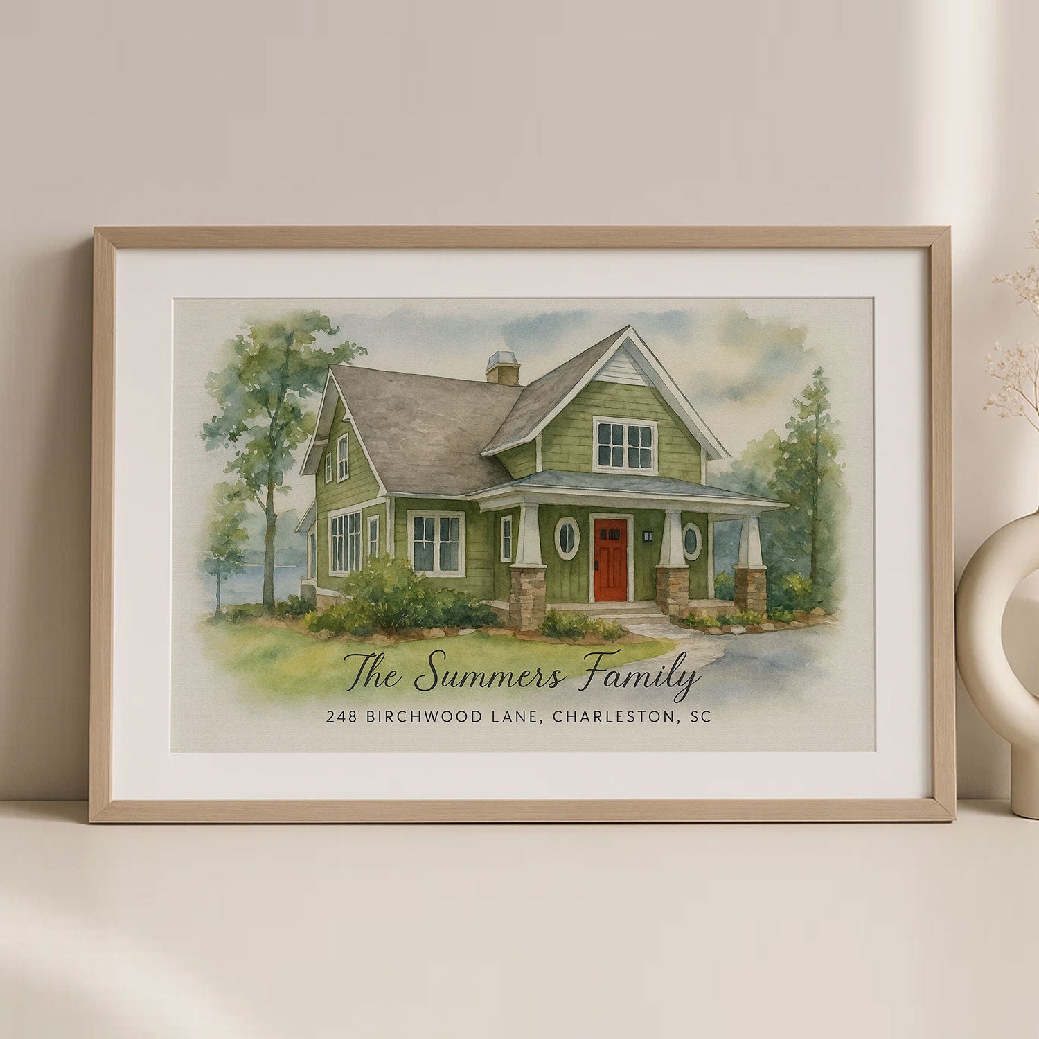Personalized Watercolor Family Home Print – Customizable Family Artwork for Cherished Memories
 - 1