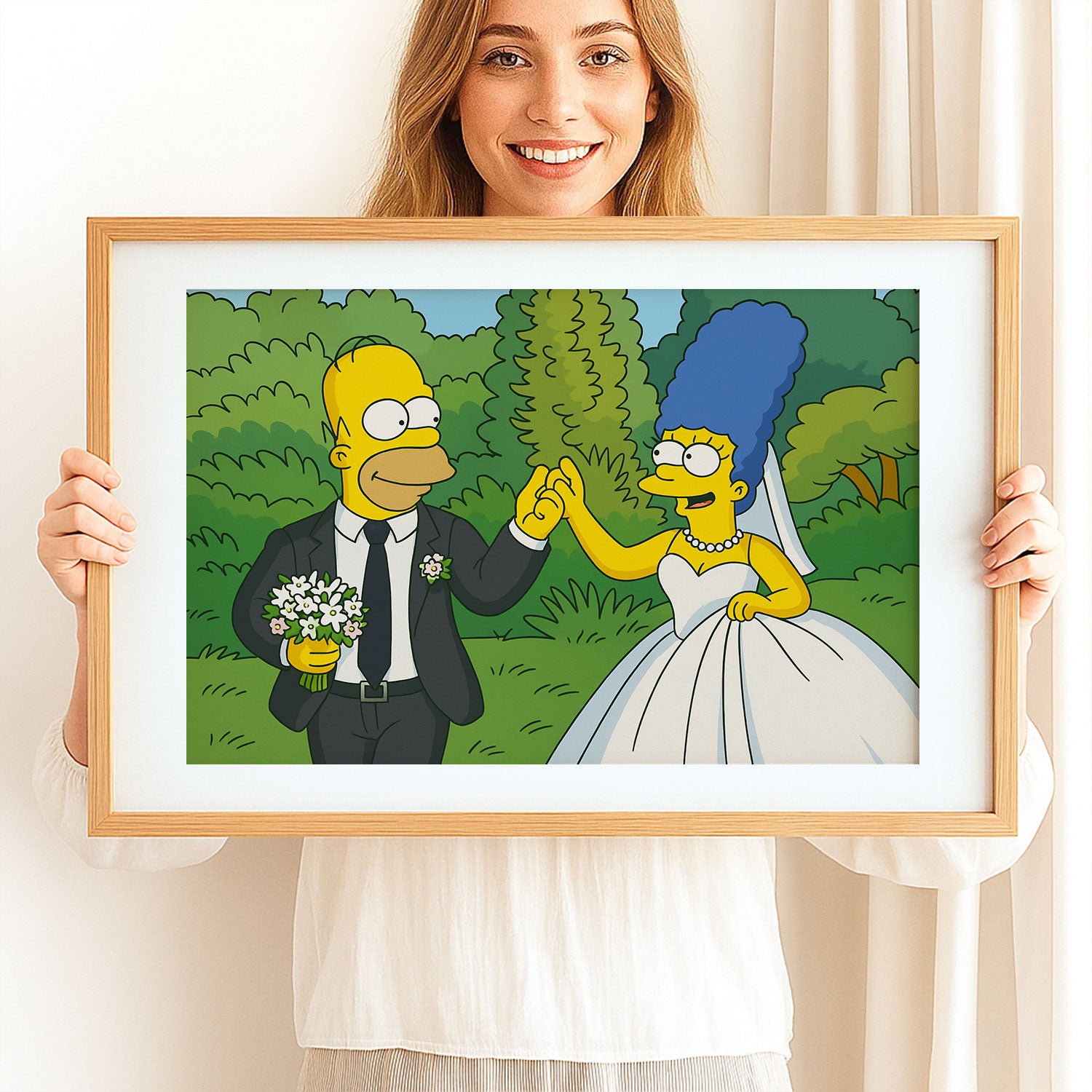 Charming Cartoon Wedding Art Print in a Playful Style - Perfect for Home Decor or Gifts
 - 1