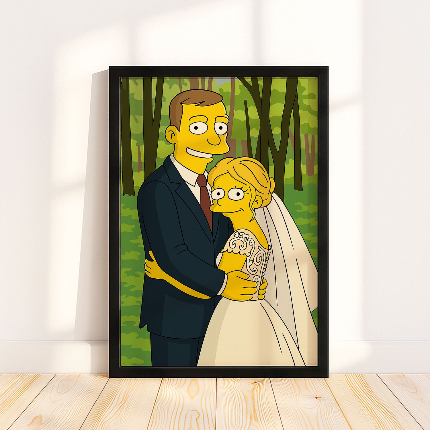 Whimsical Simpsons Wedding Art Print – Perfect Gift for Fans of Pop Culture and Unique Home Decor
 - 1