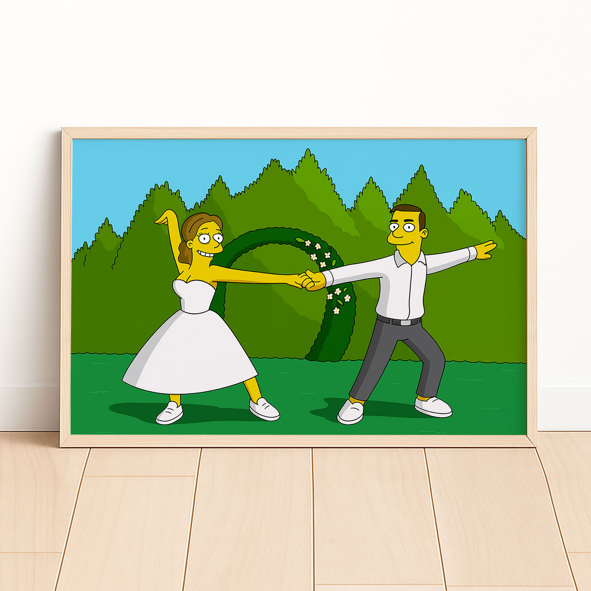 Charming Simpsons Wedding Art Print – Celebrate Love with Fun Cartoon Style Decor!
 - 2