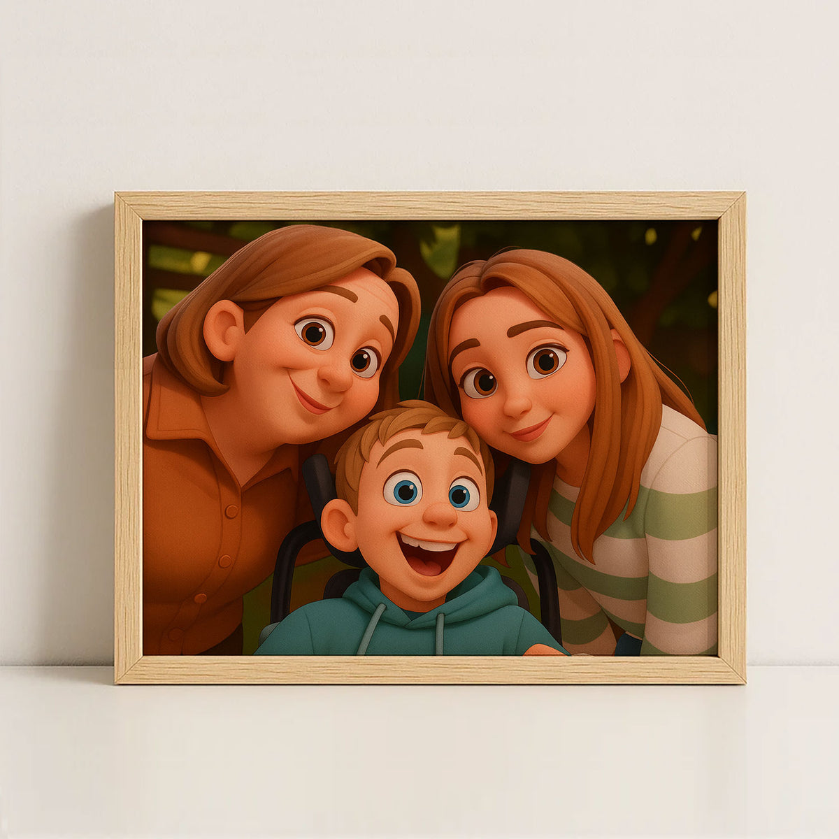Charming Family Portrait Art: Whimsical Cartoon Style with Happy Kids and Loving Parents
 - 2
