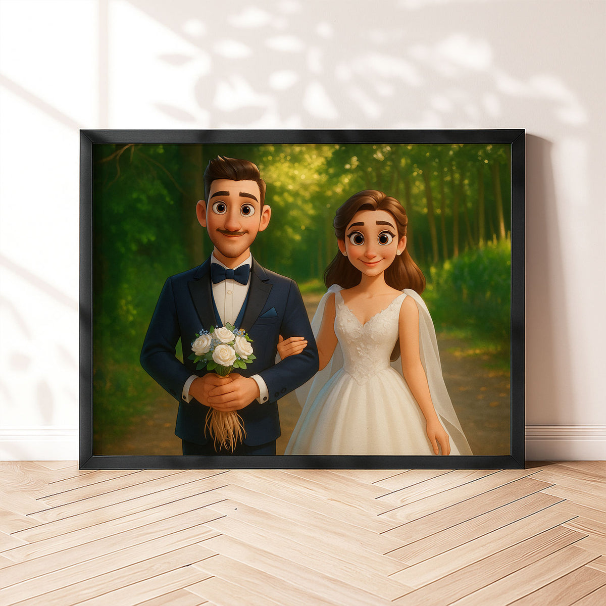 Charming Cartoon Wedding Couples Art Print – Perfect Love and Joy Decor for Weddings and Anniversaries
 - 2