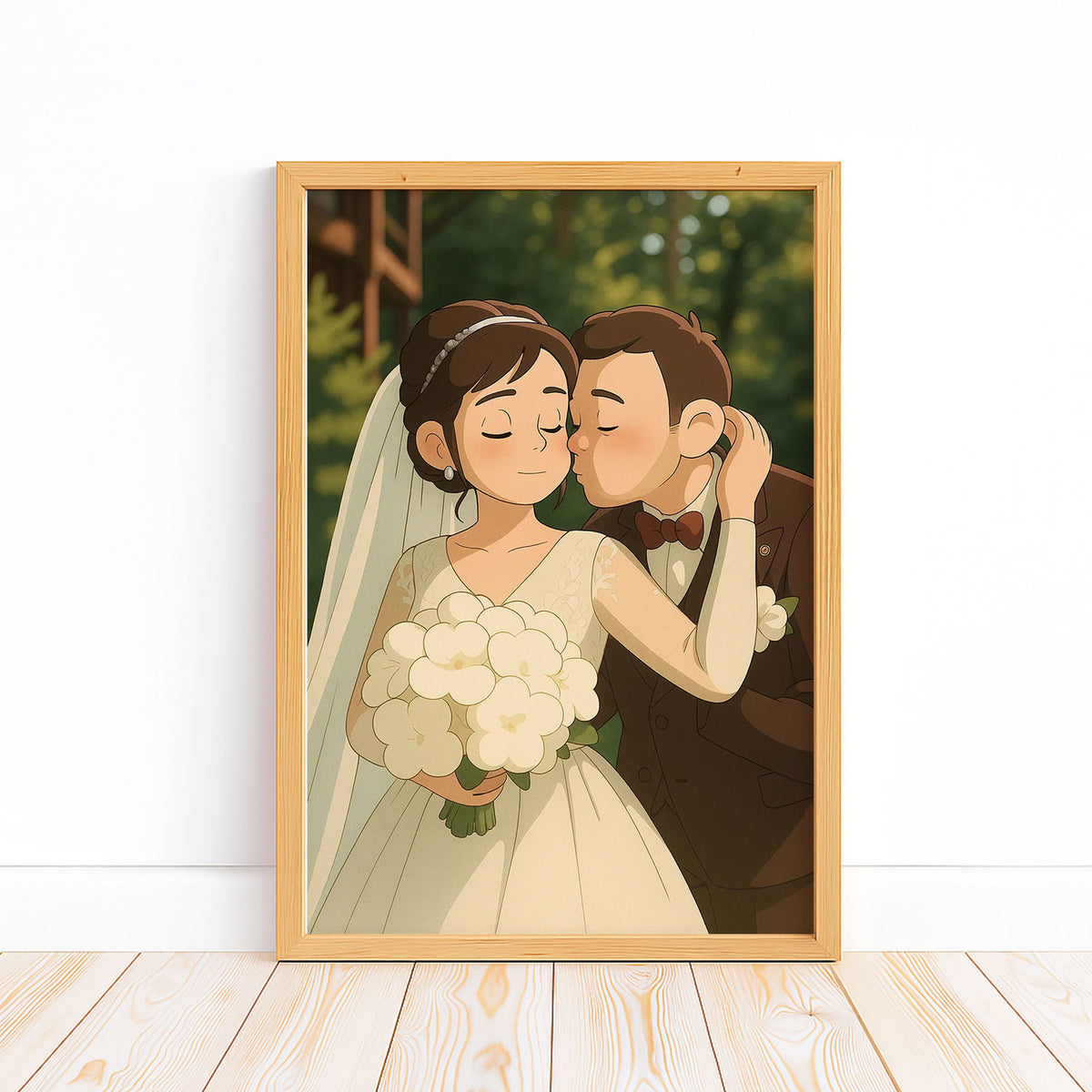 Charming Anime-Style Wedding Artwork: Celebrate Love with Unique Hand-Drawn Portrait of Bride and Groom
 - 2