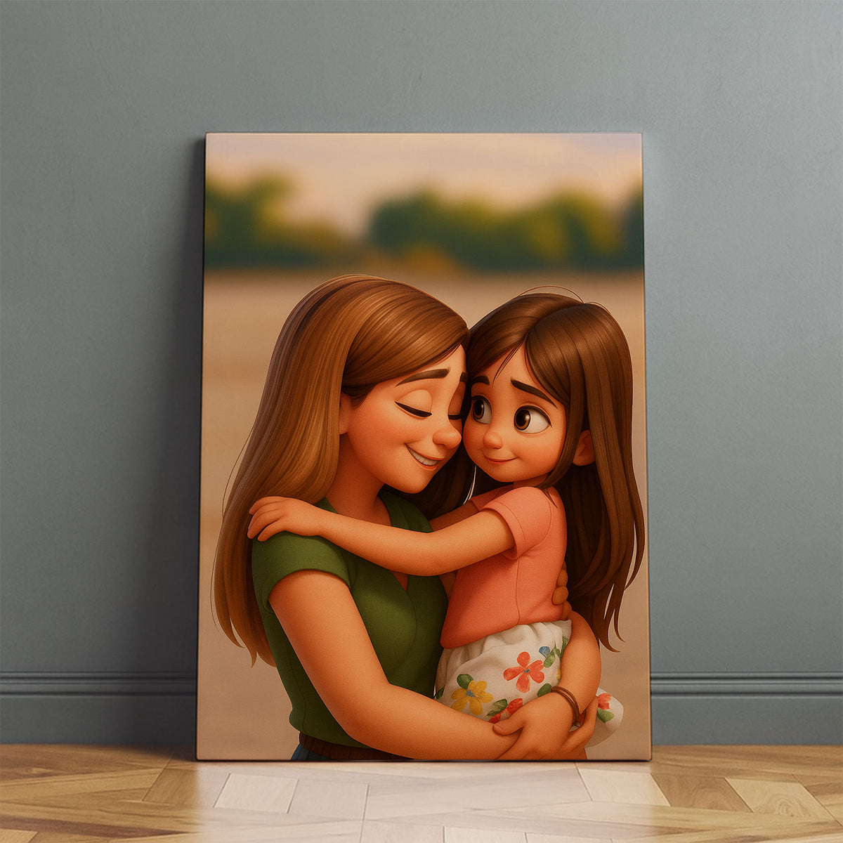 Heartwarming Family Portrait Art Print in Vibrant Cartoon Style - Perfect for Kids&#39; Rooms and Family Spaces
 - 2