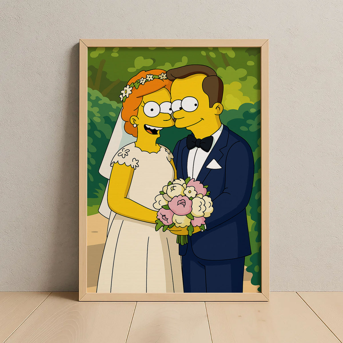 Whimsical Simpsons Wedding Art Print – Perfect Gift for Fans of Pop Culture and Unique Home Decor
 - 2