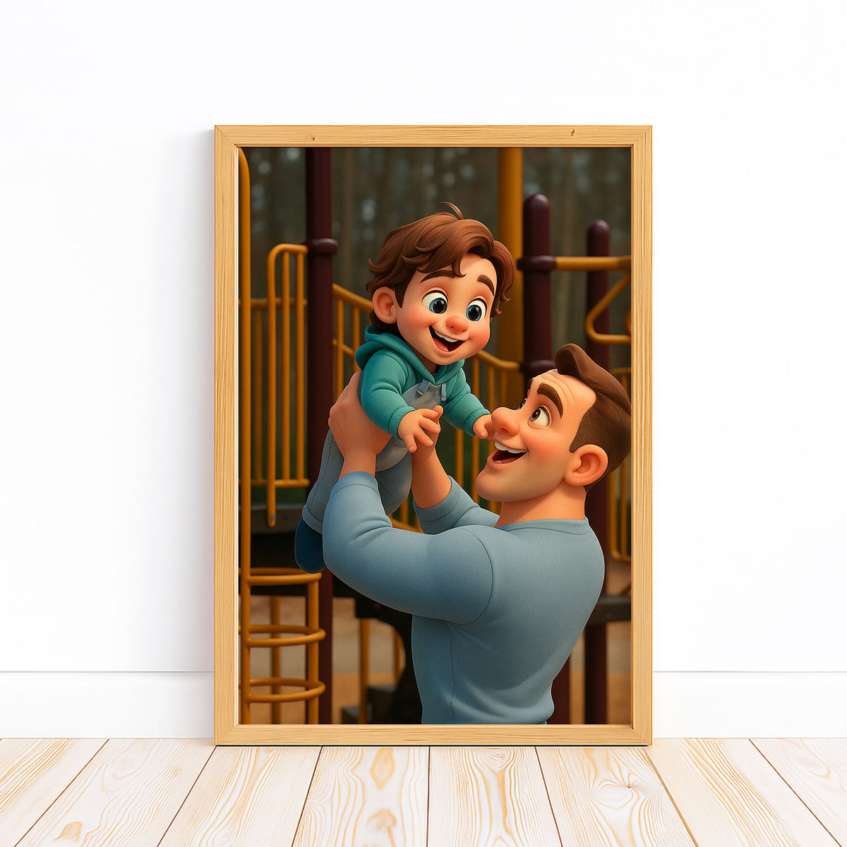 Charming Cartoon Mother and Daughter Portrait | Whimsical Animation Art for Cozy Home Decor
 - 2