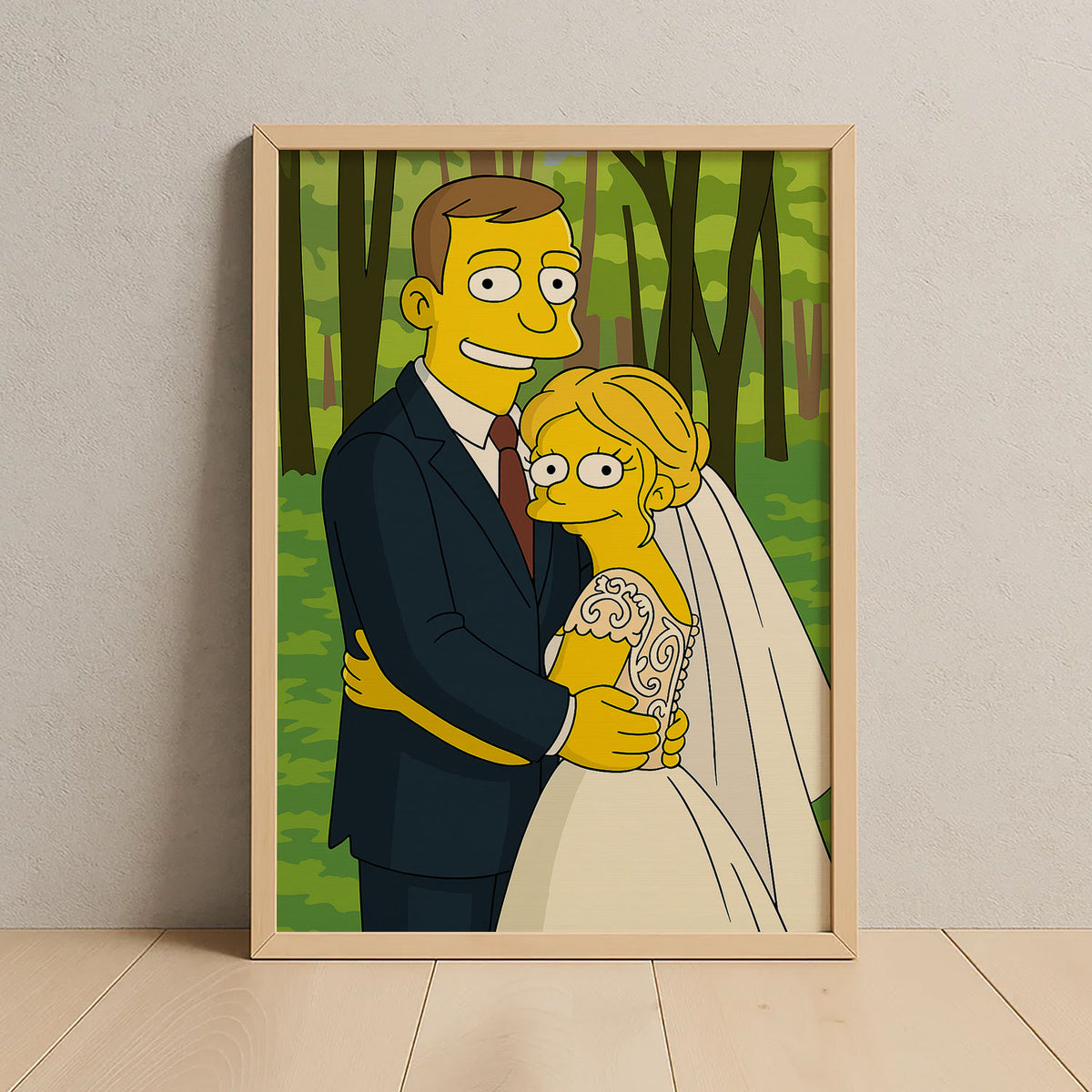 Whimsical Cartoon Wedding Art Print in Iconic Style – Celebrate Love with a Unique Simpsons-Inspired Design
 - 2