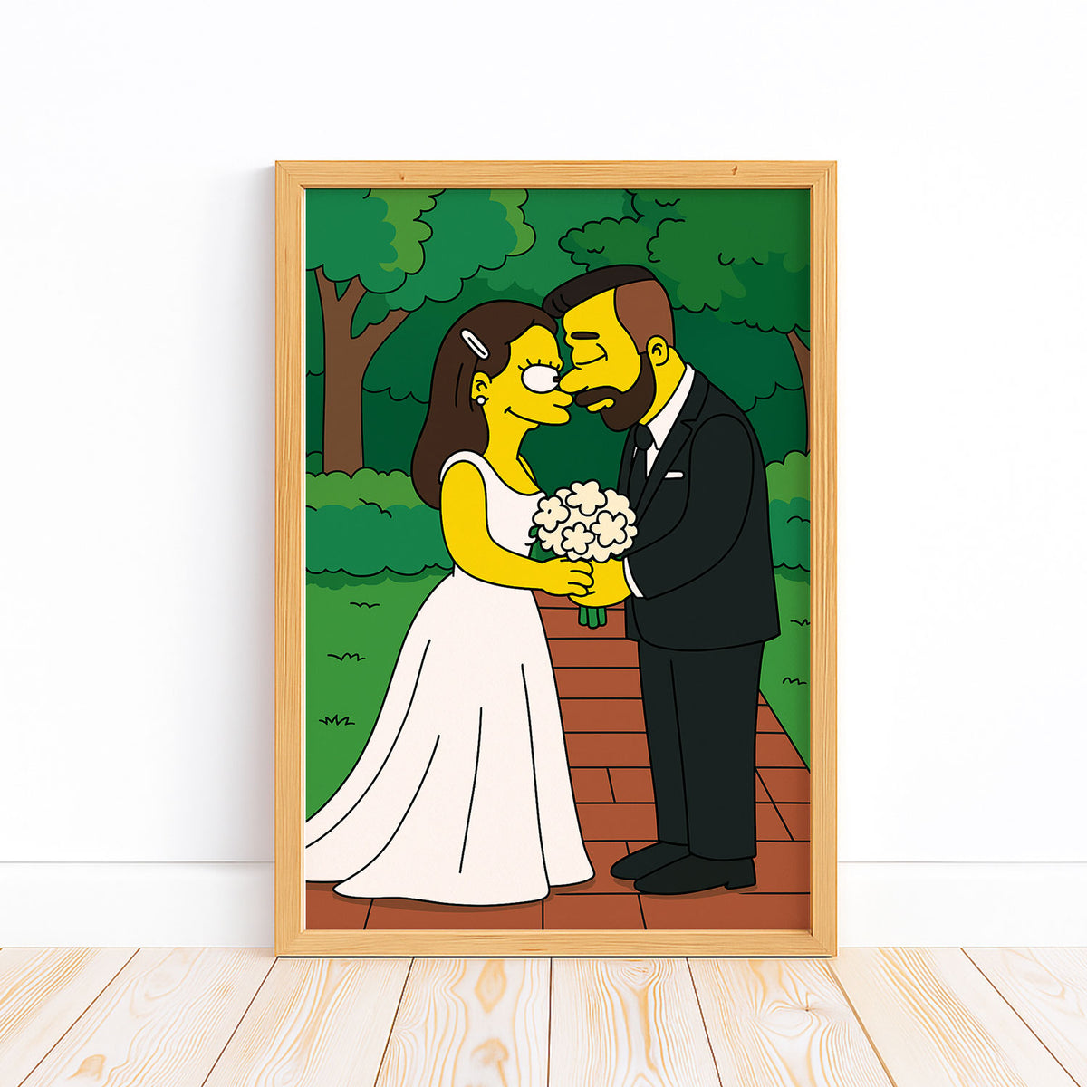 Whimsical Simpsons Wedding Art Print – Celebrate Love with Fun Cartoon Style Decor
 - 2
