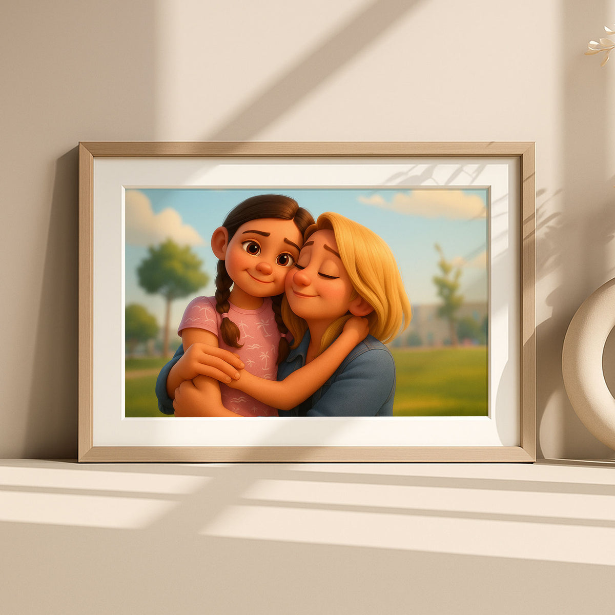 Whimsical Family Portrait Art – Heartwarming Cartoon Style Print of Father, Mother, and Baby Joy
 - 2