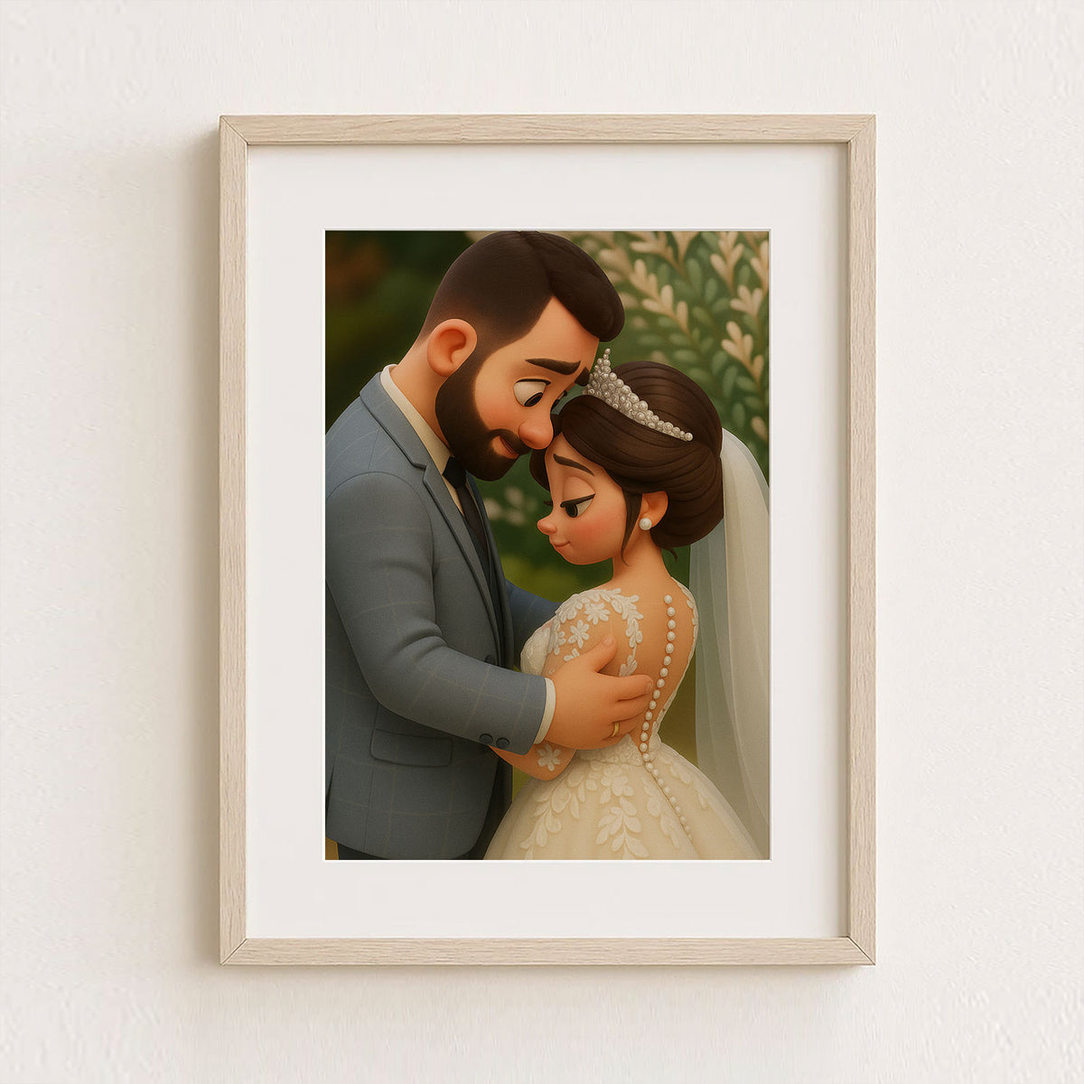 Charming Cartoon Wedding Artwork: Celebrating Love with a Cute Bride and Groom Illustration in a Whimsical Style
 - 2