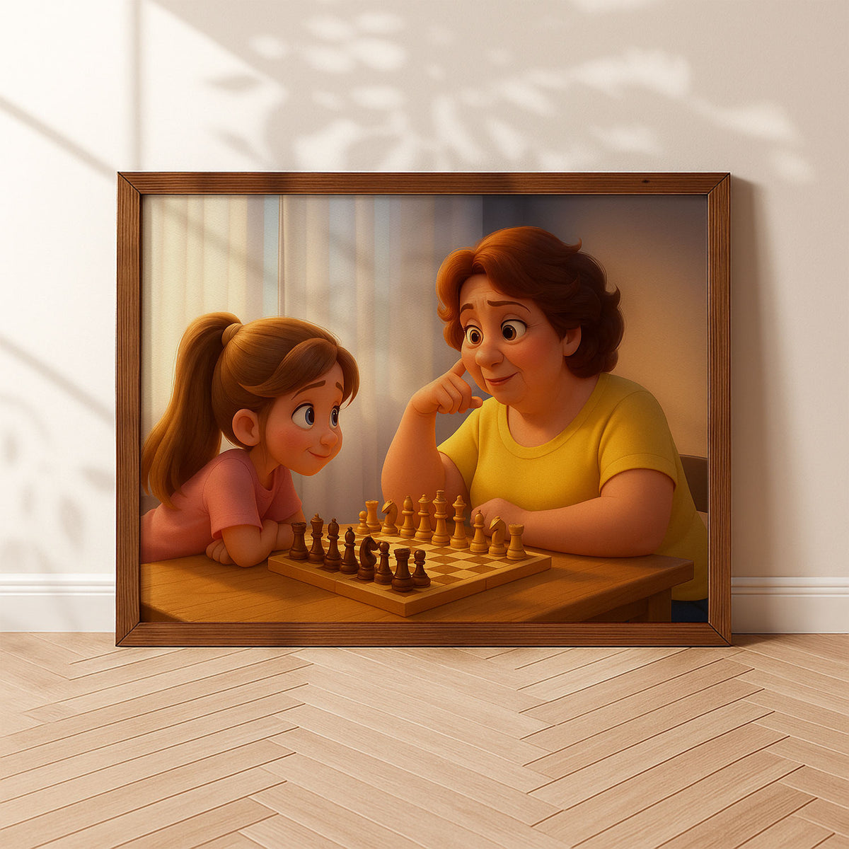 Warm Embrace: Stunning Cartoon-Style Art of Mother Kissing Baby - Perfect Gift for New Moms and Nursery Décor
 - 2