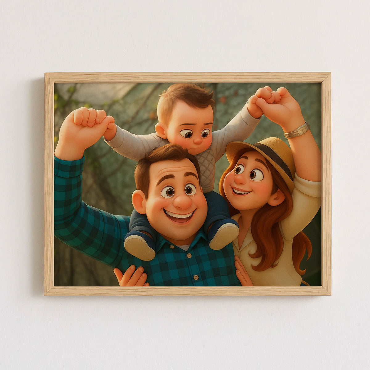 Heartwarming Mother-Daughter Embrace Artwork in Whimsical Cartoon Style - Perfect for Family Home Decor
 - 2