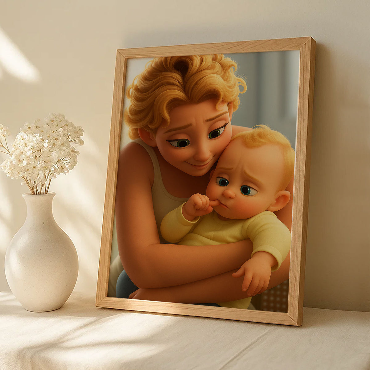 Charming Disney-Inspired Artwork of a Mother and Baby: Heartwarming Digital Illustration for Nursery Decor
 - 2