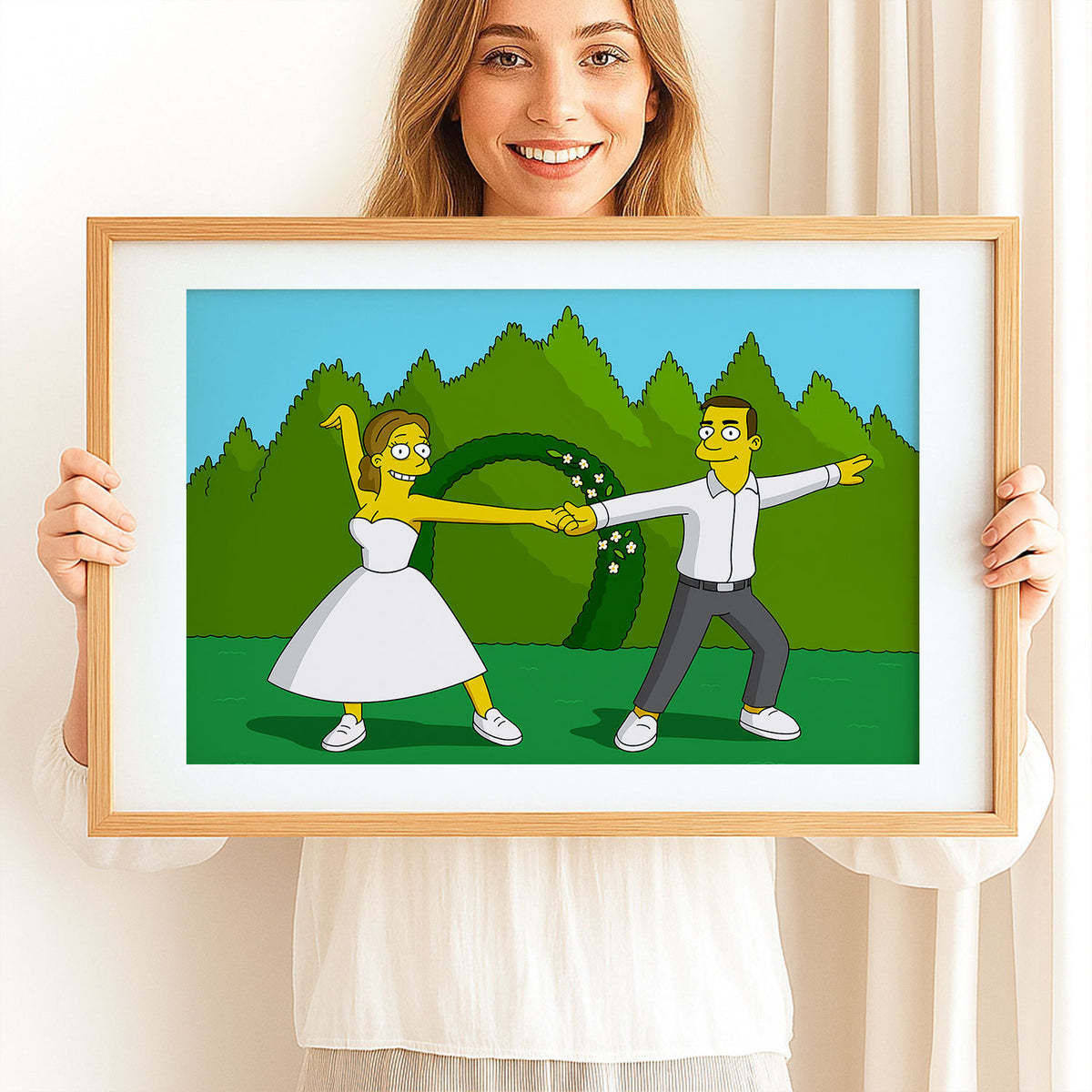 Charming Cartoon Wedding Art Print in a Playful Style - Perfect for Home Decor or Gifts
 - 2