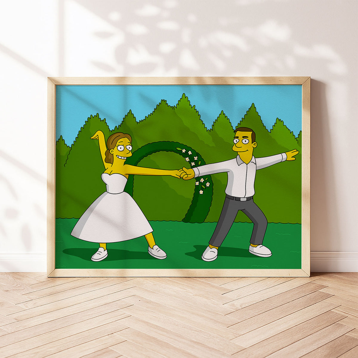 Charming Simpsons Wedding Art – Homer and Marge&#39;s Colorful Love Story Print
 - 2