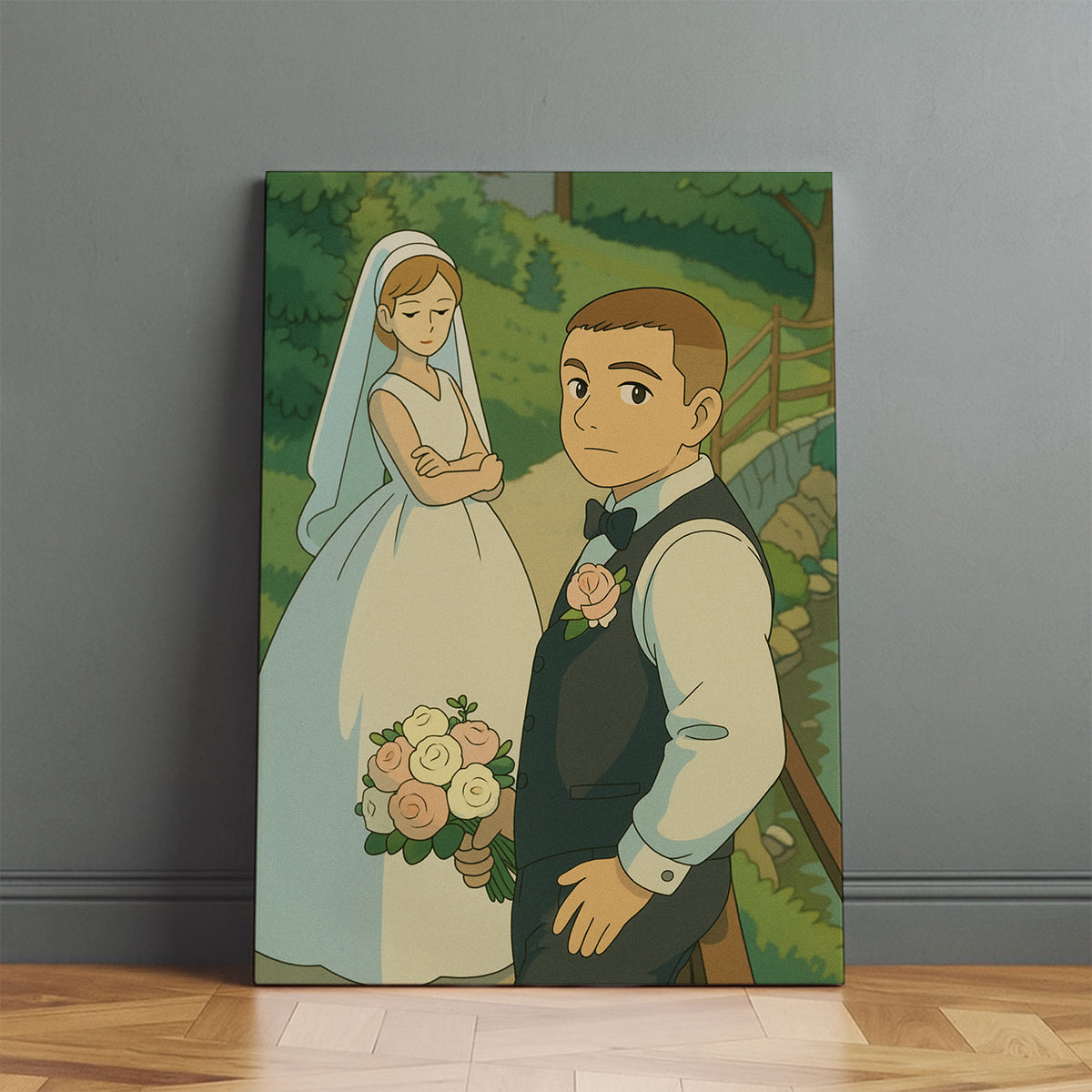 Romantic Wedding Couple Art Print in Charming Cartoon Style – Perfect for Home Décor and Gifts
 - 2