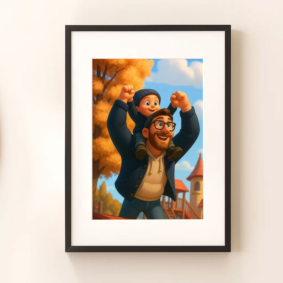 Charming Mother-Daughter Portrait in Vibrant Cartoon Style - Perfect Home Décor for Family Lovers
 - 2