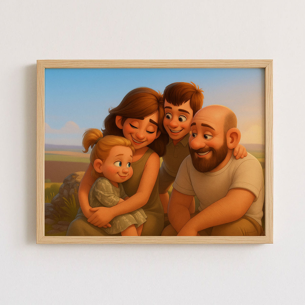 Charming Family Portrait in Playful Cartoon Style – Celebrate Love and Joy in Art
 - 2