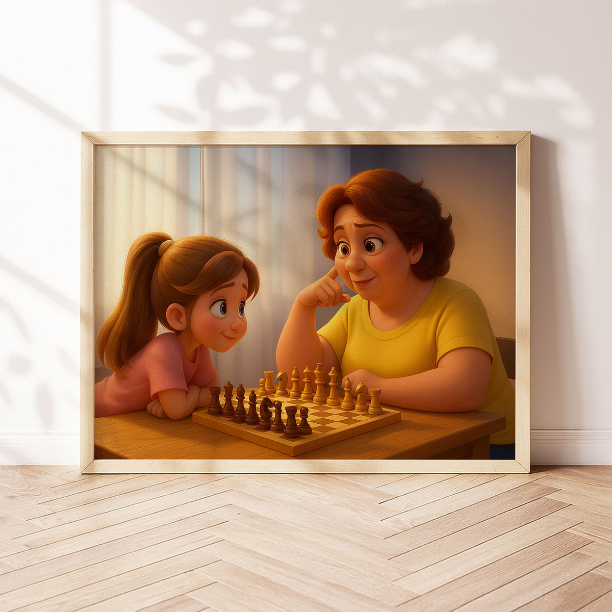 Heartwarming Mother and Baby Digital Art Print - Cozy Moments in a Charming Cartoon Style for Home Decor
 - 2