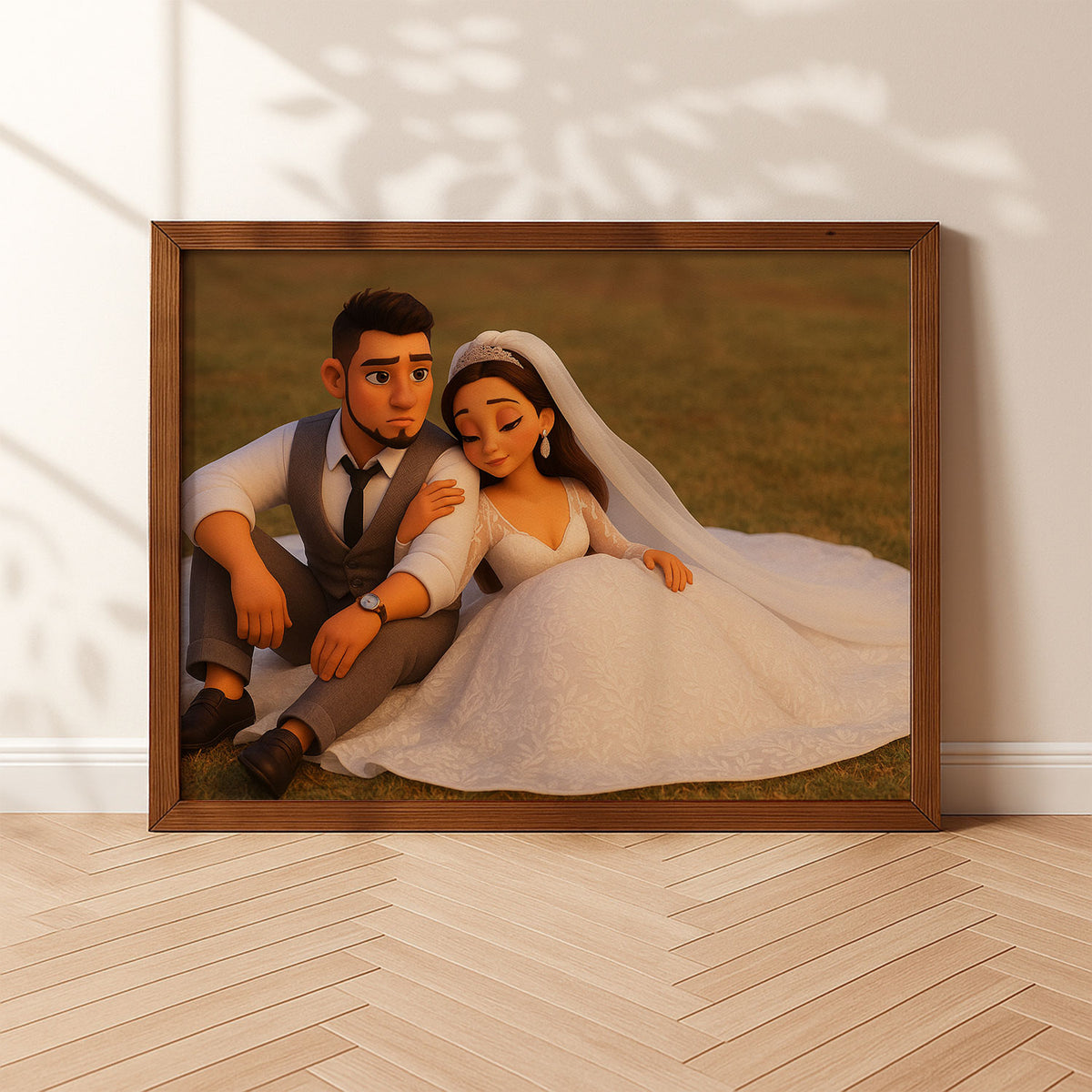 Charming Animated Wedding Portrait: Celebrate Love with Whimsical Art Style
 - 2