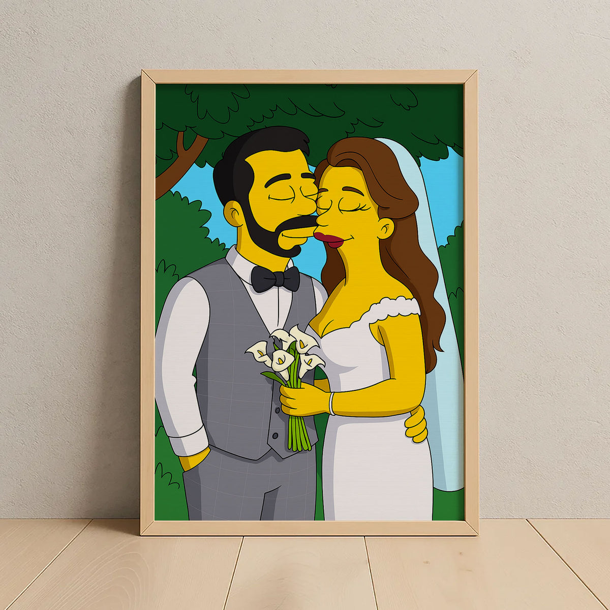 Whimsical Cartoon Wedding Art: Celebrate Love in a Fun, Simpsons-Inspired Style
 - 1
