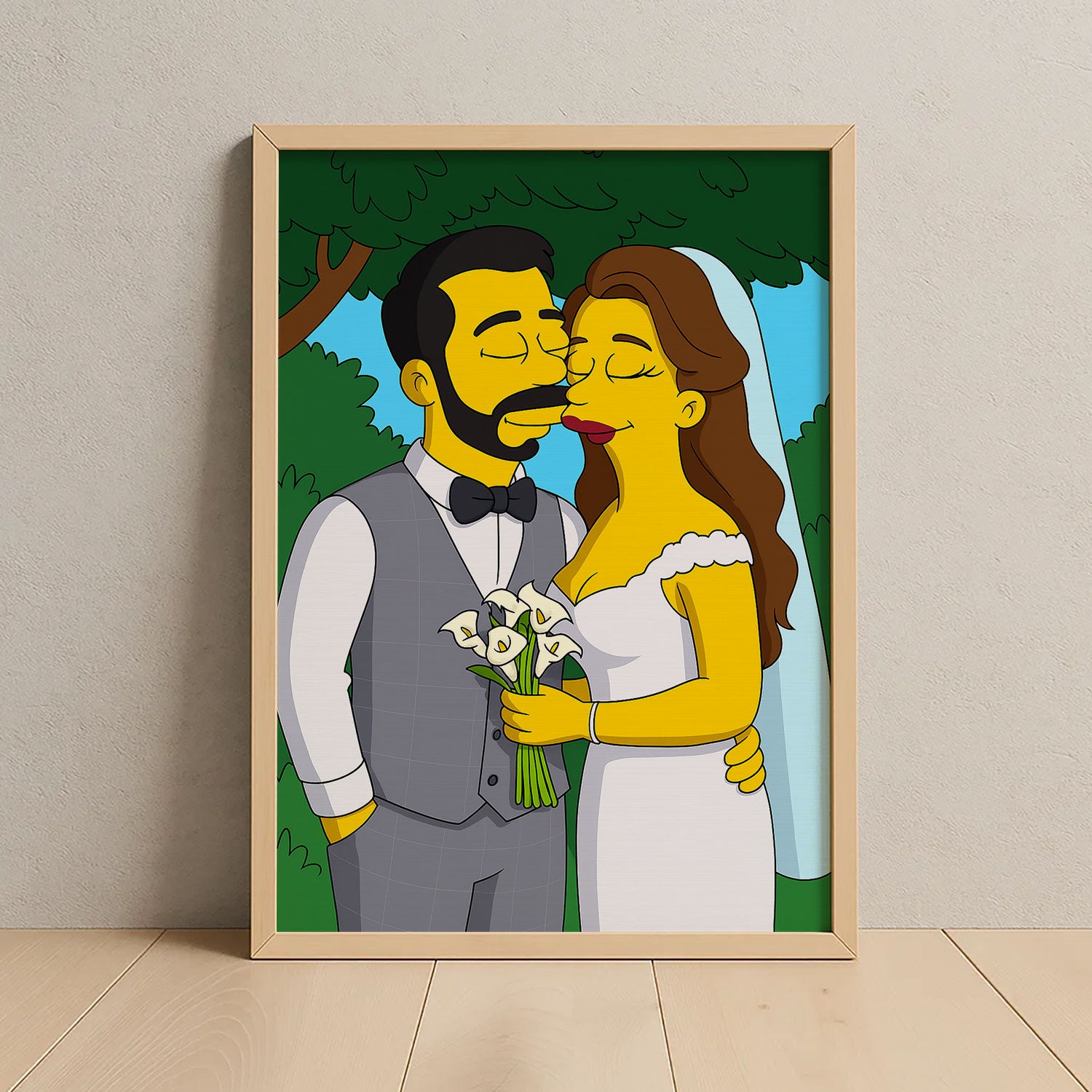 Whimsical Cartoon Wedding Art: Celebrate Love in a Fun, Simpsons-Inspired Style
 - 1