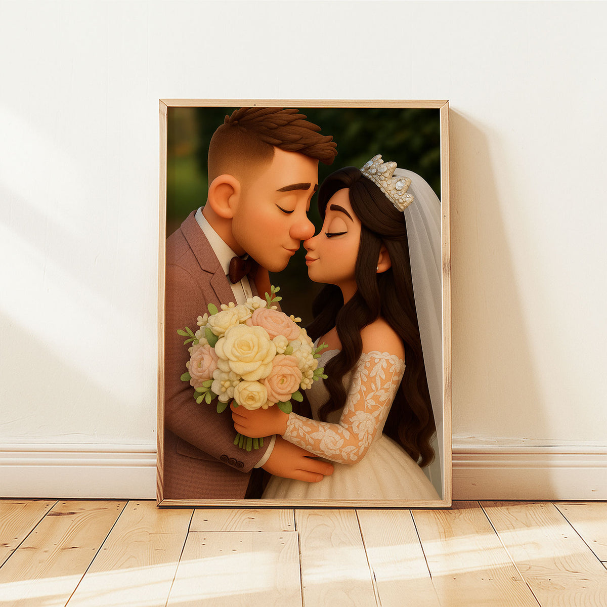 Whimsical Wedding Couple Art Print - Romantic Animated Style for Timeless Home Decor
 - 2