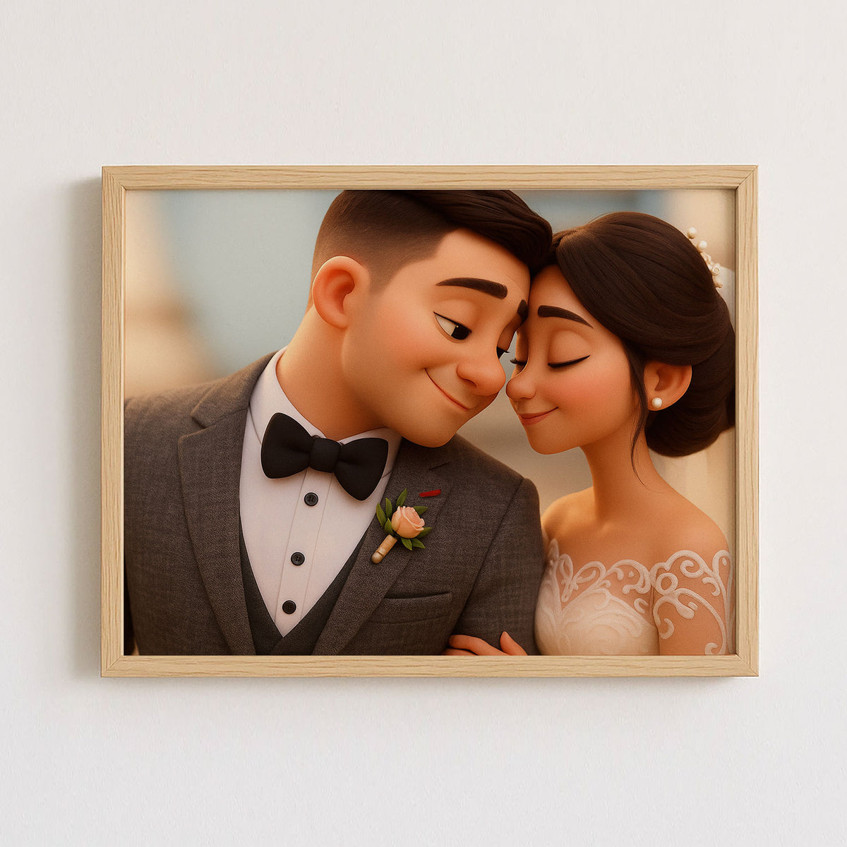 Charming Animated Wedding Portrait: Whimsical Couple Embracing Love and Joy
 - 2