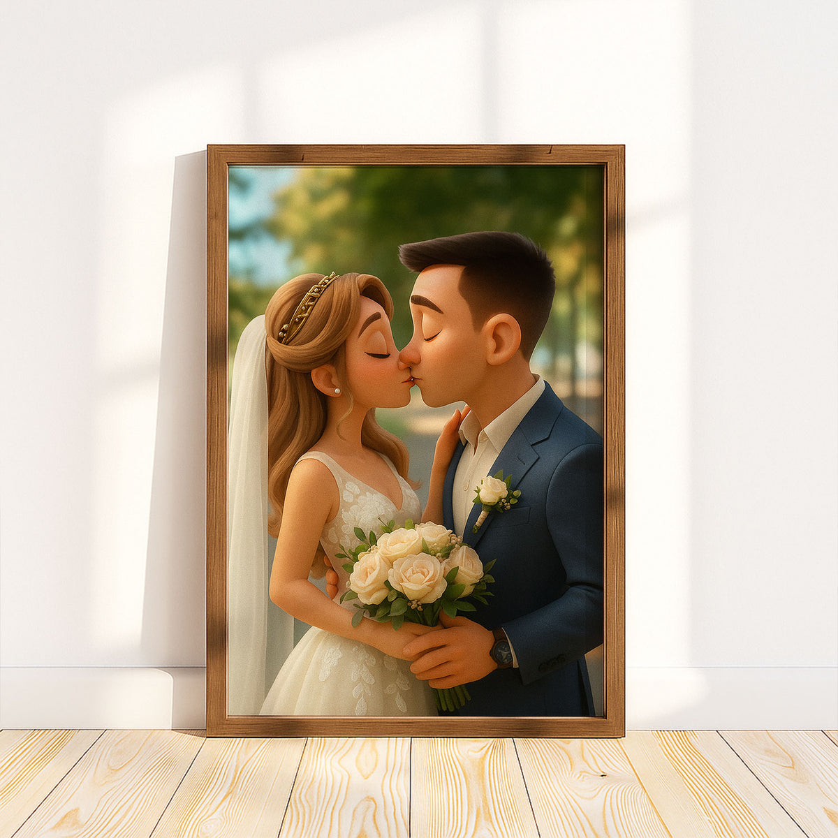 Whimsical Wedding Kiss Illustration - Perfect for Celebrating Love in Charming Artwork
 - 2