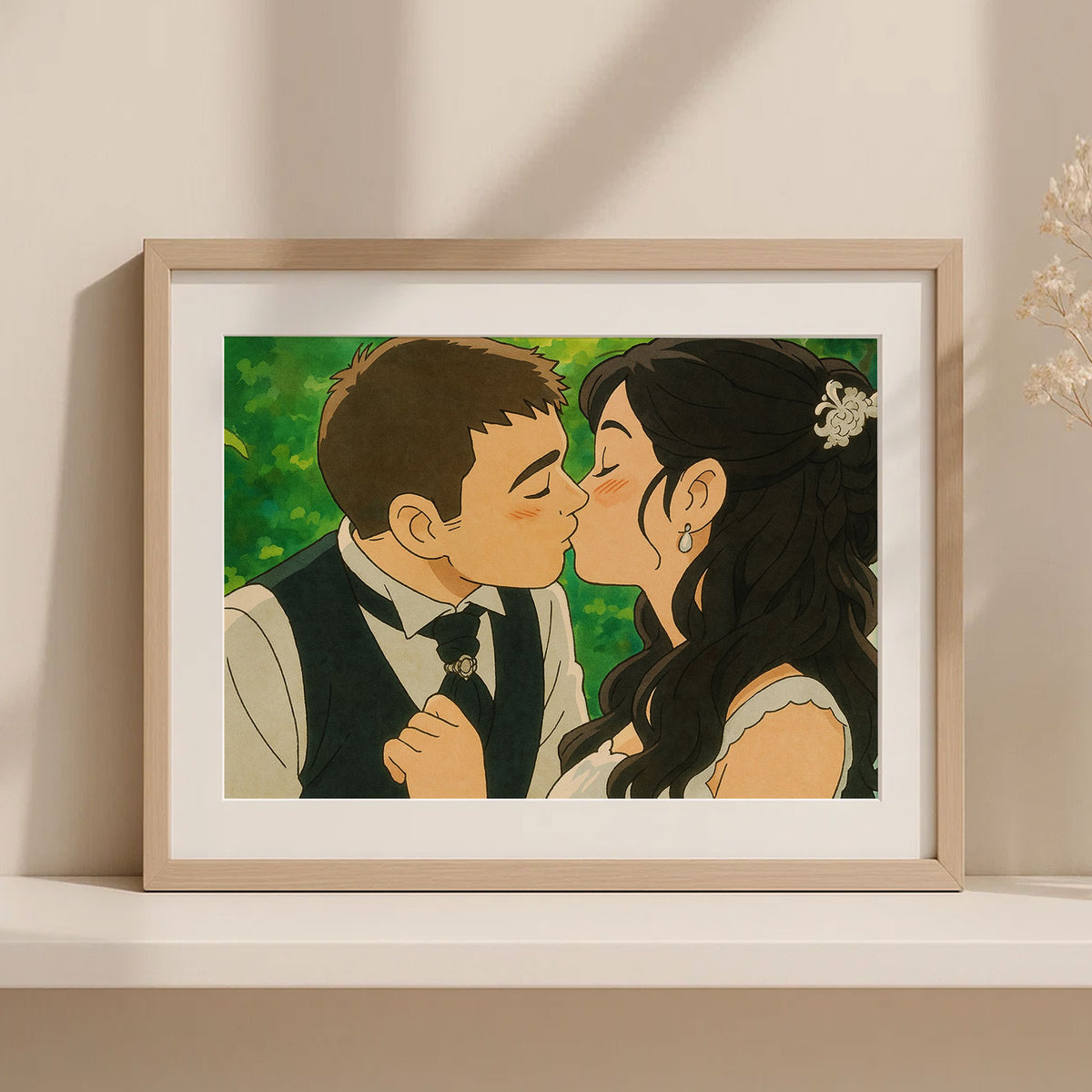 Charming Couple Wedding Art Print in Vibrant Cartoon Style – Perfect for Home Décor and Love Celebrations
 - 2