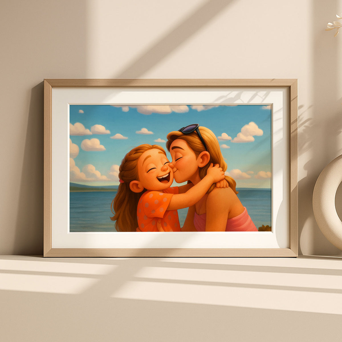 Charming Family Portrait in Playful Cartoon Style – Perfect Art for Kids&#39; Rooms and Family Spaces
 - 2