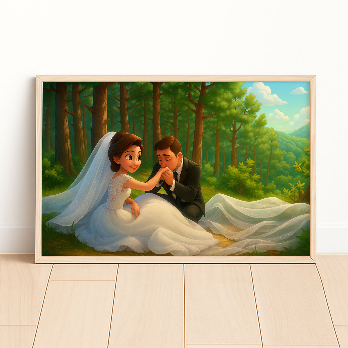 Charming Animated Wedding Couple Art Print - Perfect for Home Decor and Romantic Gifts
 - 2