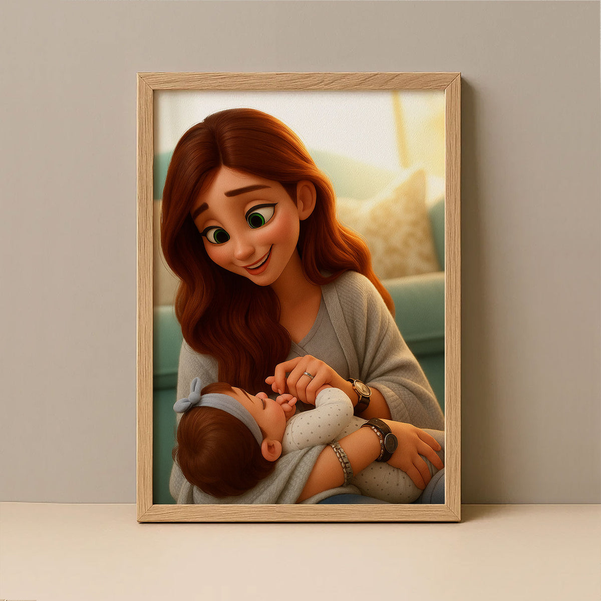 Whimsical Cartoon Portrait of a Grandmother and Granddaughter Embracing: Perfect Gift for Family Love and Memories
 - 2