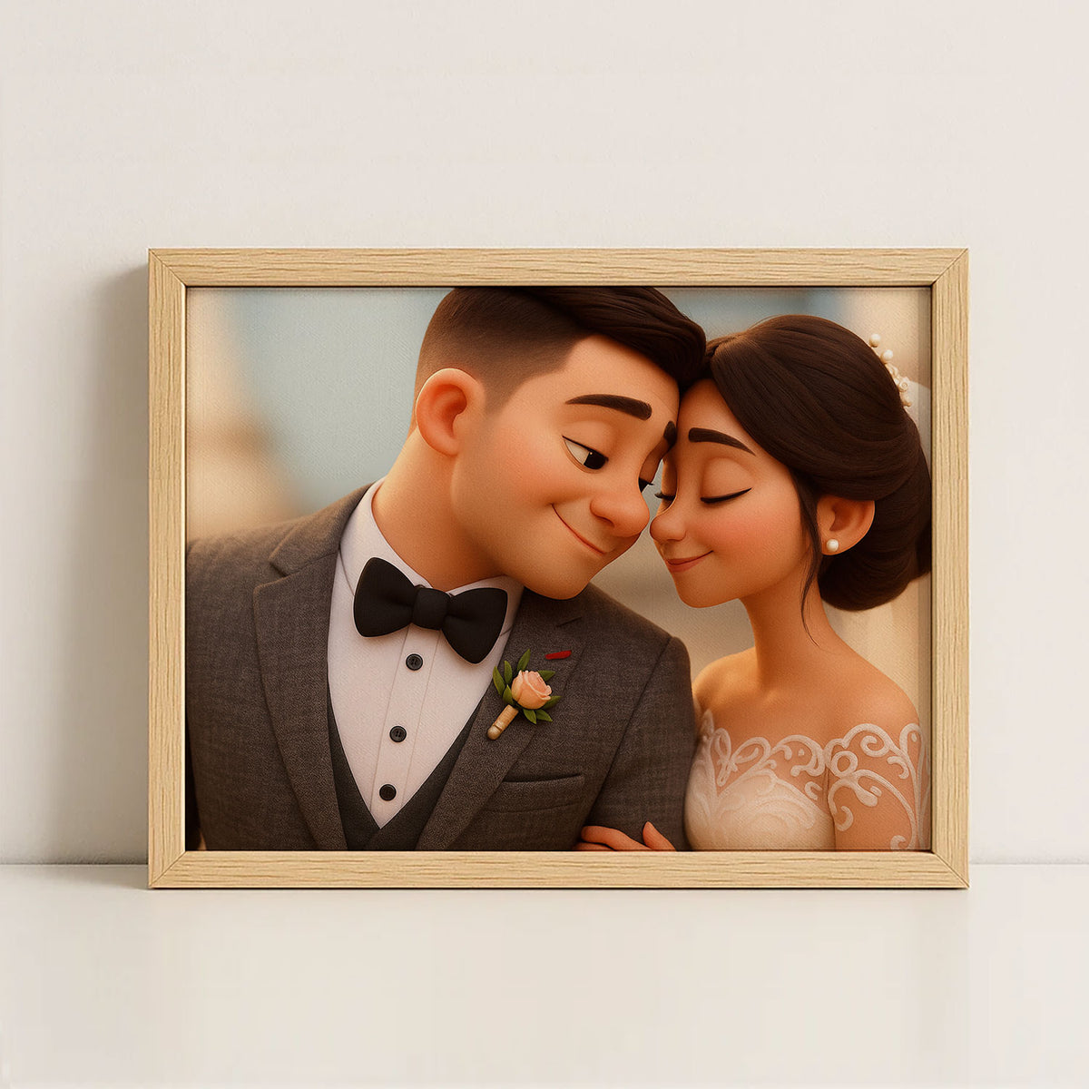 Charming Animated Wedding Portrait: Love and Joy Captured in Whimsical Style
 - 2