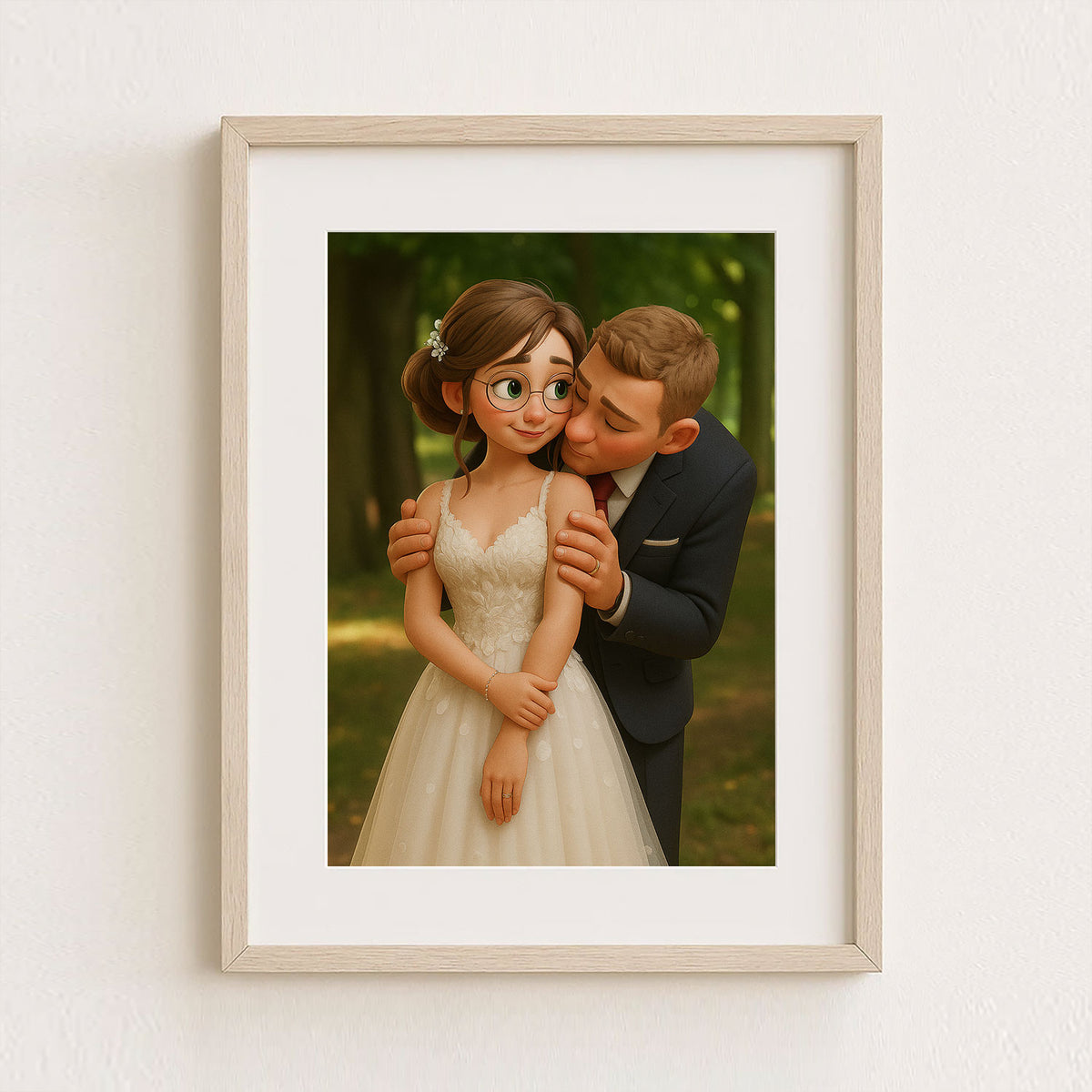 Charming Animated Wedding Portrait of a Bride and Groom – Perfect for Celebrating Love and Romance
 - 1