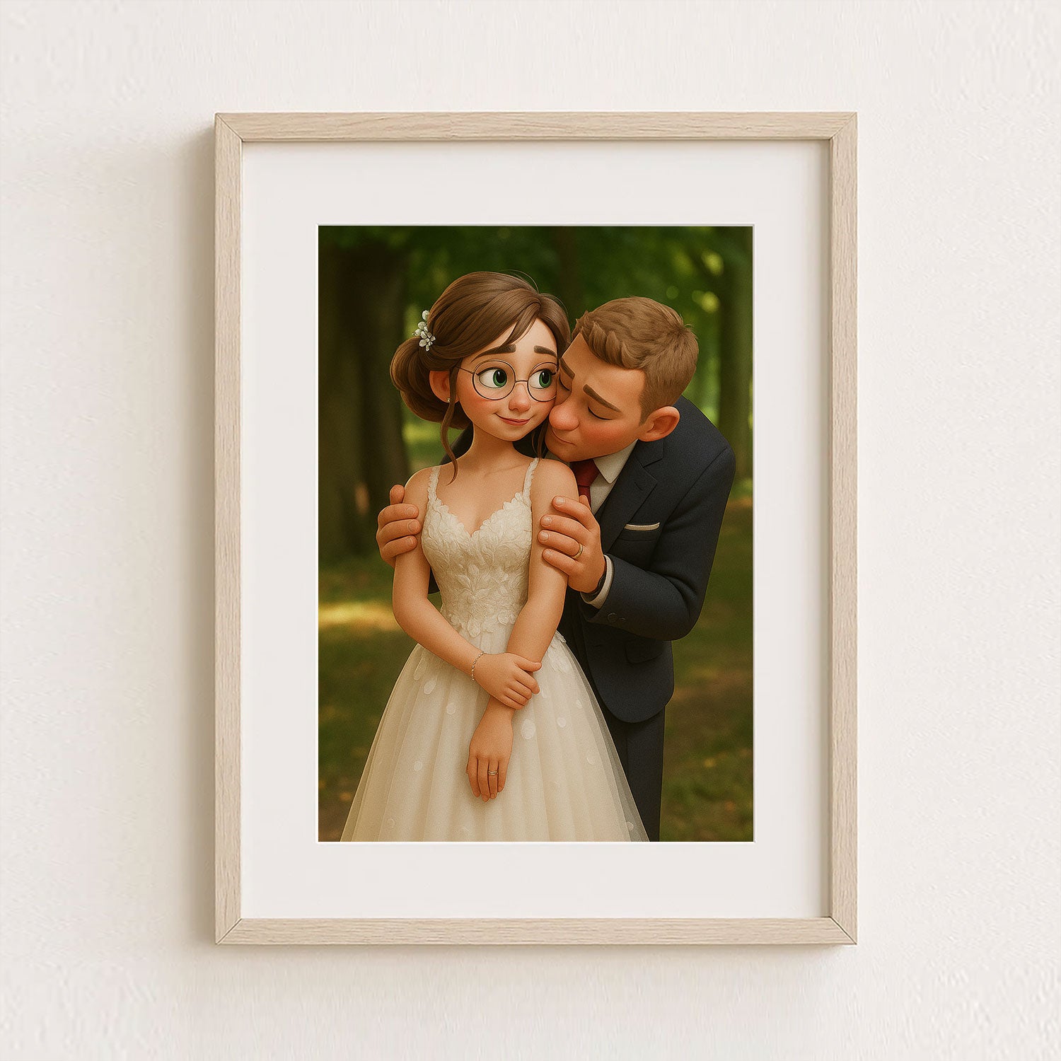 Charming Animated Wedding Portrait of a Bride and Groom – Perfect for Celebrating Love and Romance
 - 1