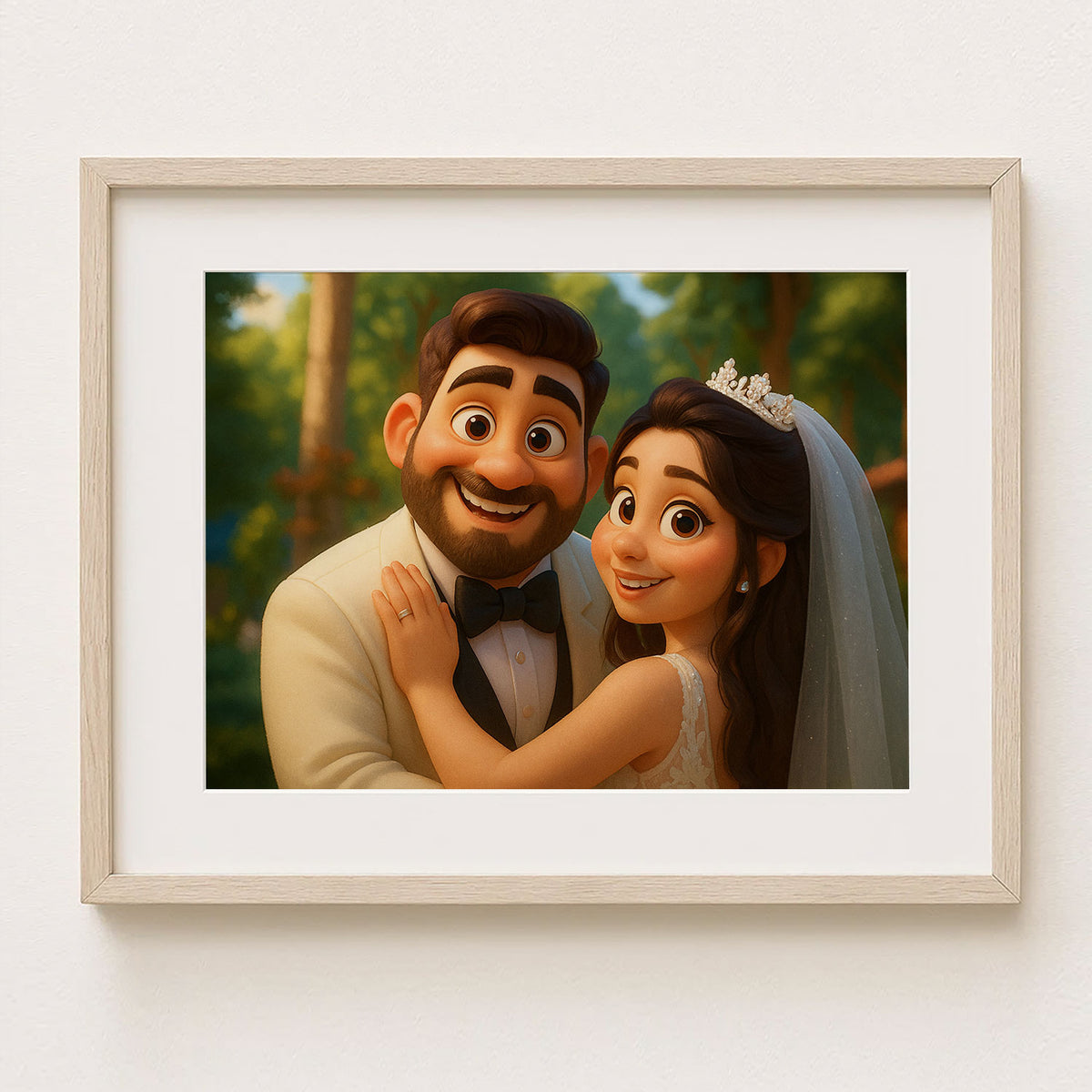 Charming Cartoon Couple Kissing – Romantic Wedding Artwork for Home Decor
 - 2