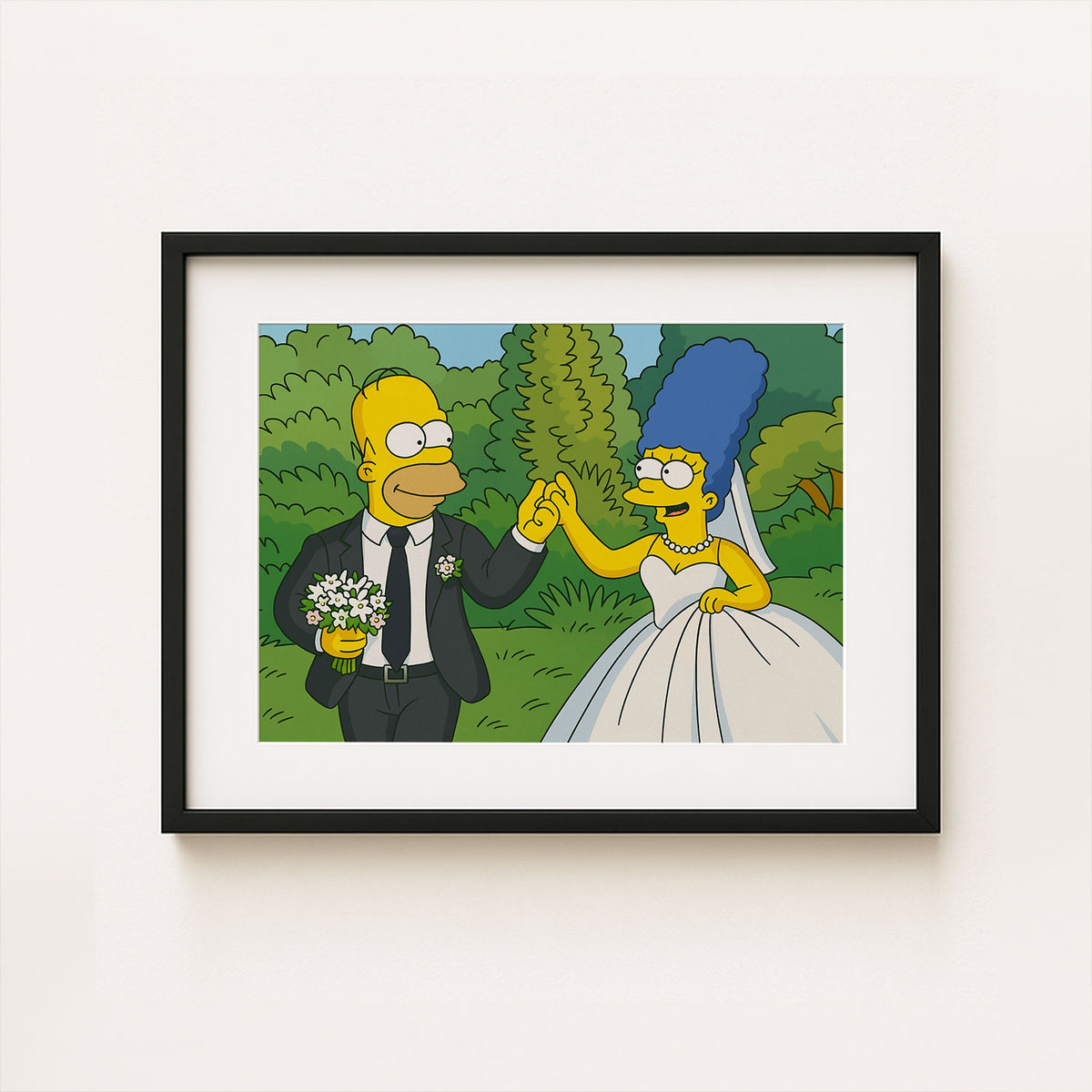 Whimsical Cartoon Wedding Art: Celebrate Love with Fun Couple in Bright Animated Style
 - 2